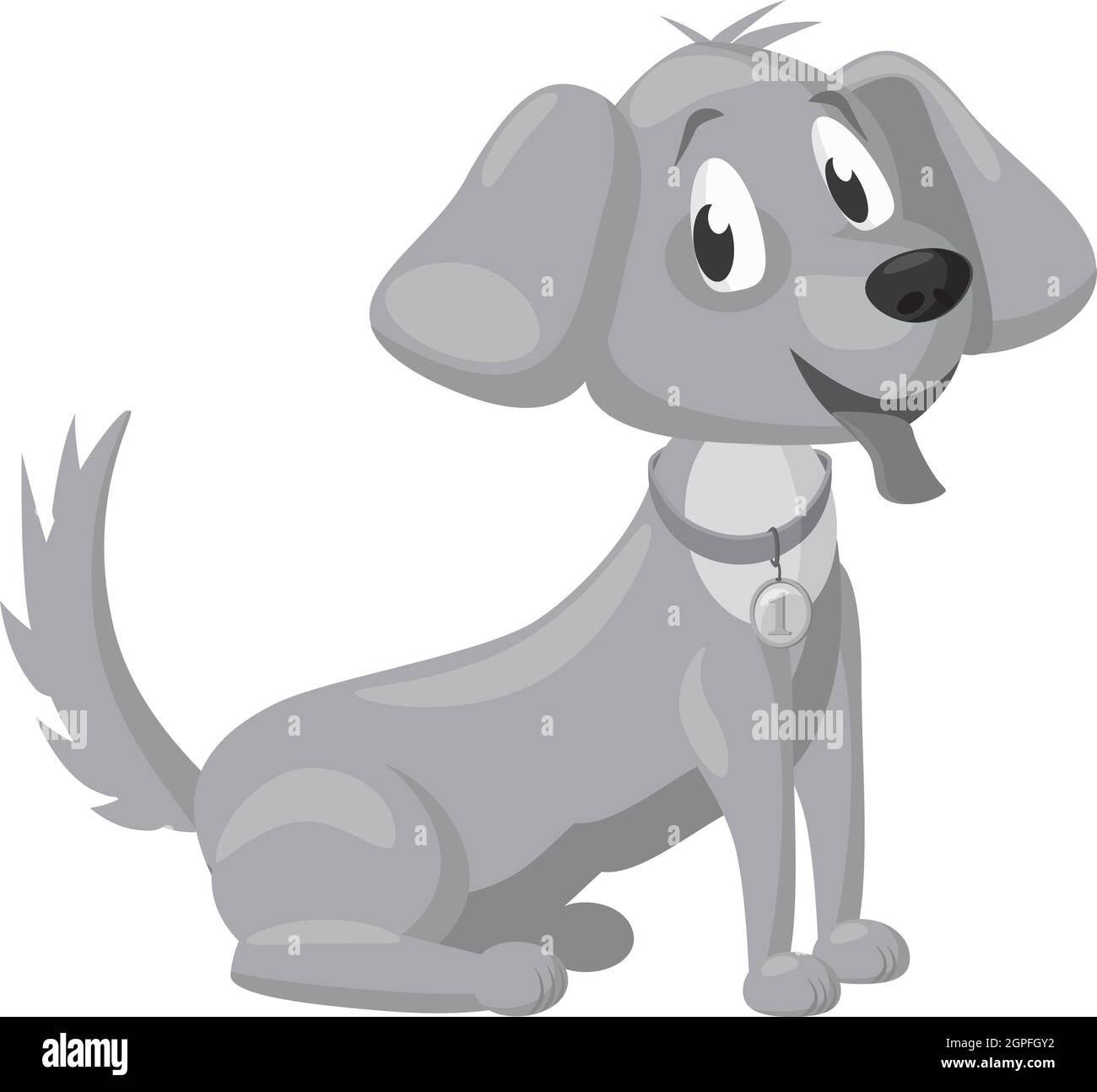 Chiot, icône style monochrome gris Illustration de Vecteur