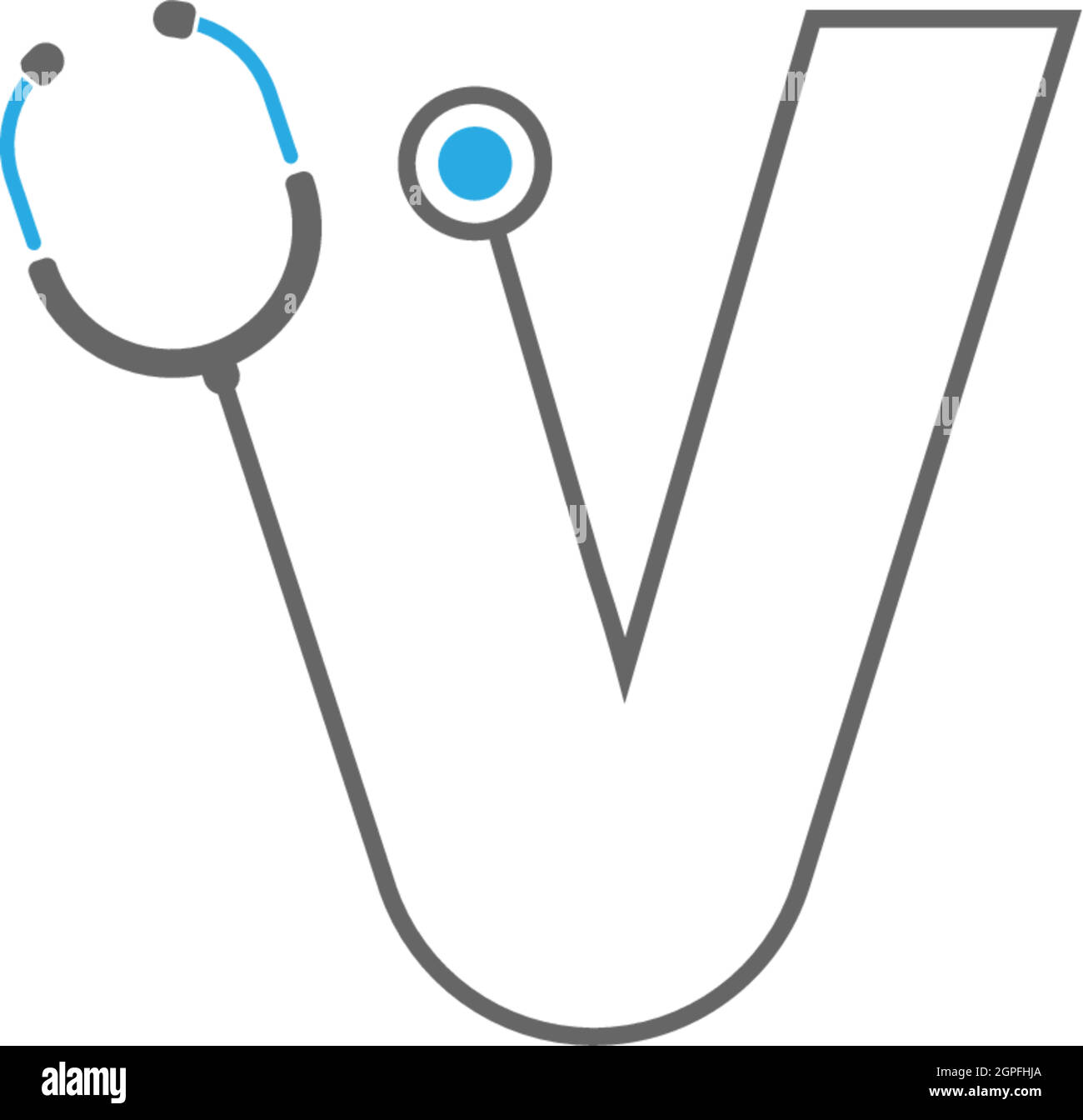 Lettre V logo médical stéthoscope Illustration de Vecteur