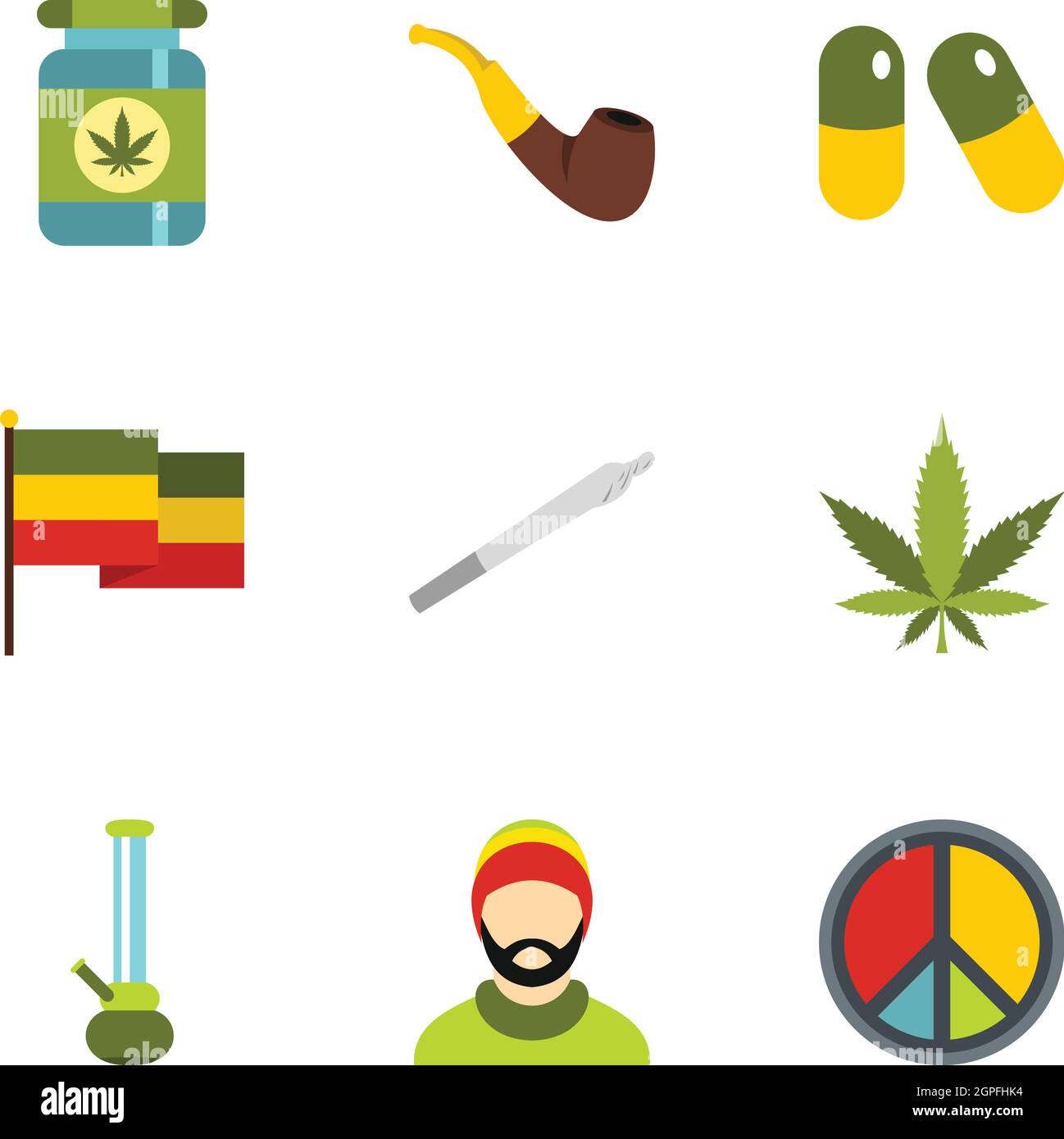 Drug icons set, style plat Illustration de Vecteur