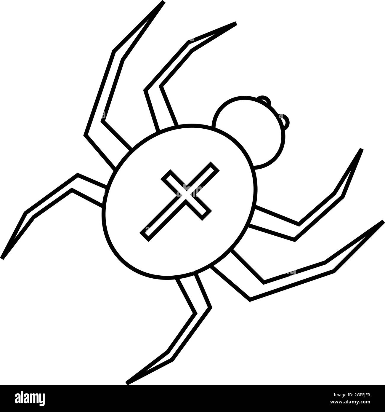 Avec l'araignée, une croix sur l'icône Retour, style contour Illustration de Vecteur