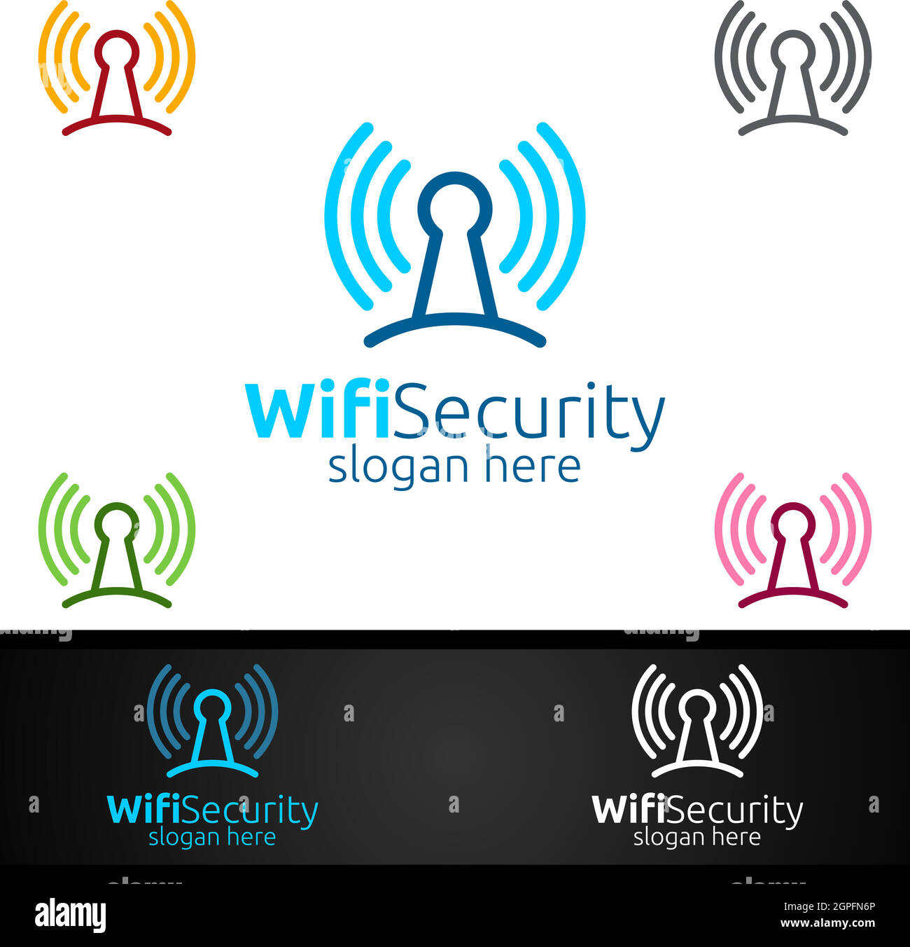 Logo de sécurité WiFi pour réseau, Internet , surveillance et alarme Illustration de Vecteur