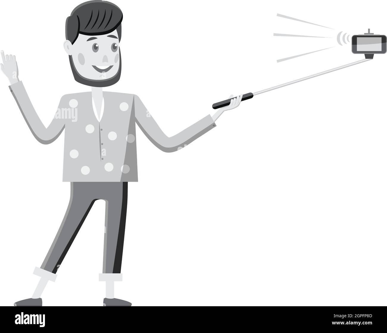 Man holding icône bâton selfies Illustration de Vecteur