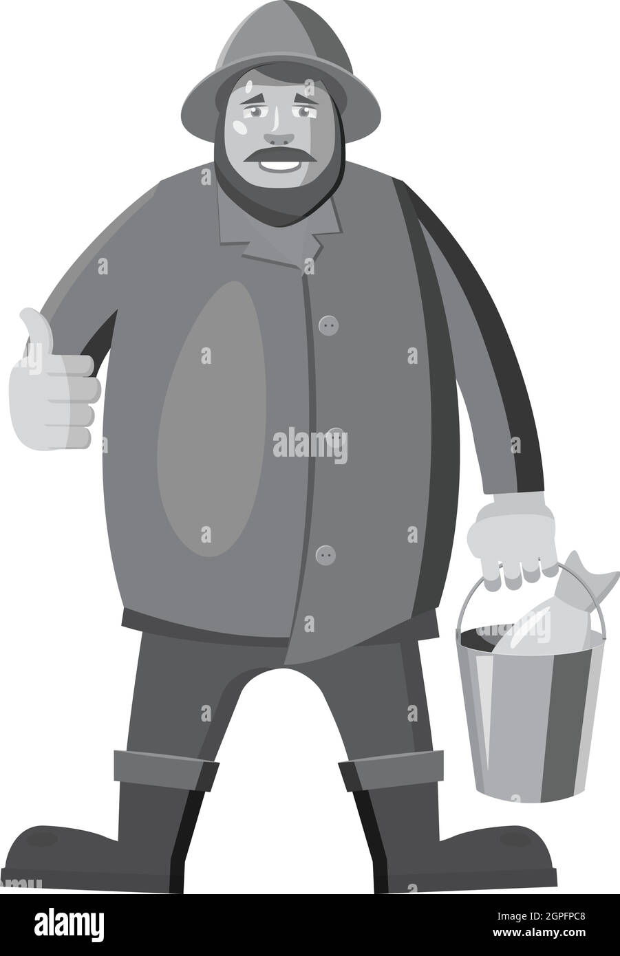 L'icône de pêcheur, style monochrome gris Illustration de Vecteur