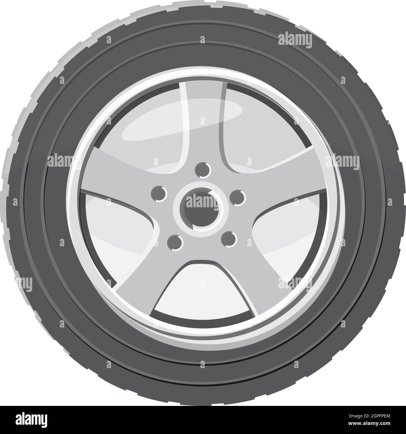 L'icône de roue de voiture, style monochrome gris Illustration de Vecteur