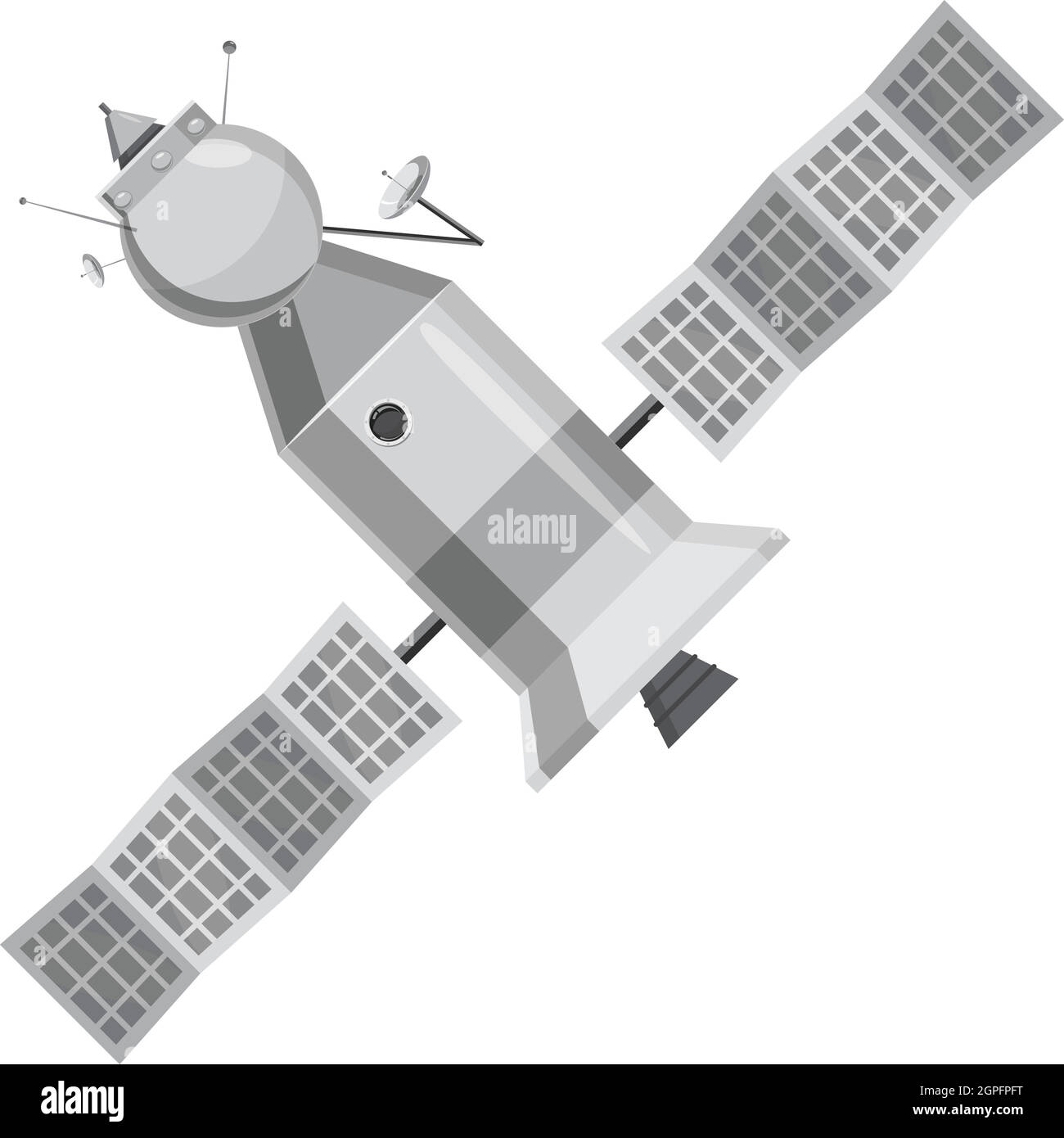 L'icône de satellite, style monochrome gris Illustration de Vecteur