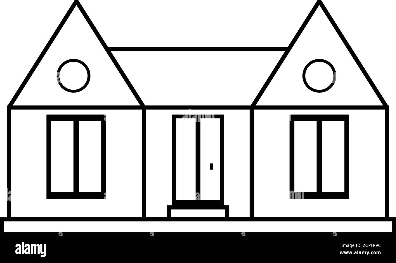 Maison privée, l'icône de style contour Illustration de Vecteur