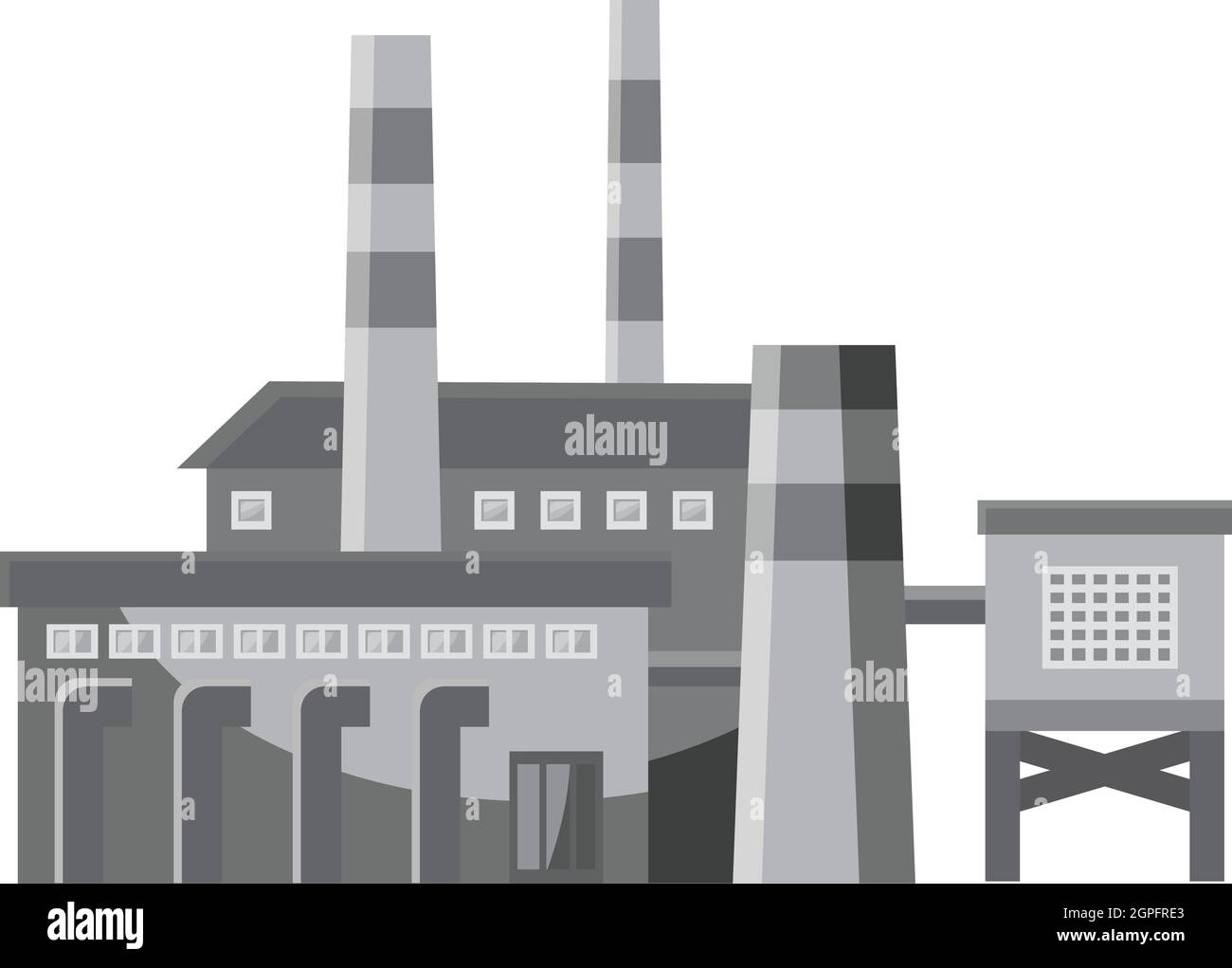 Grande usine de tuyaux, l'icône de style monochrome gris Illustration de Vecteur