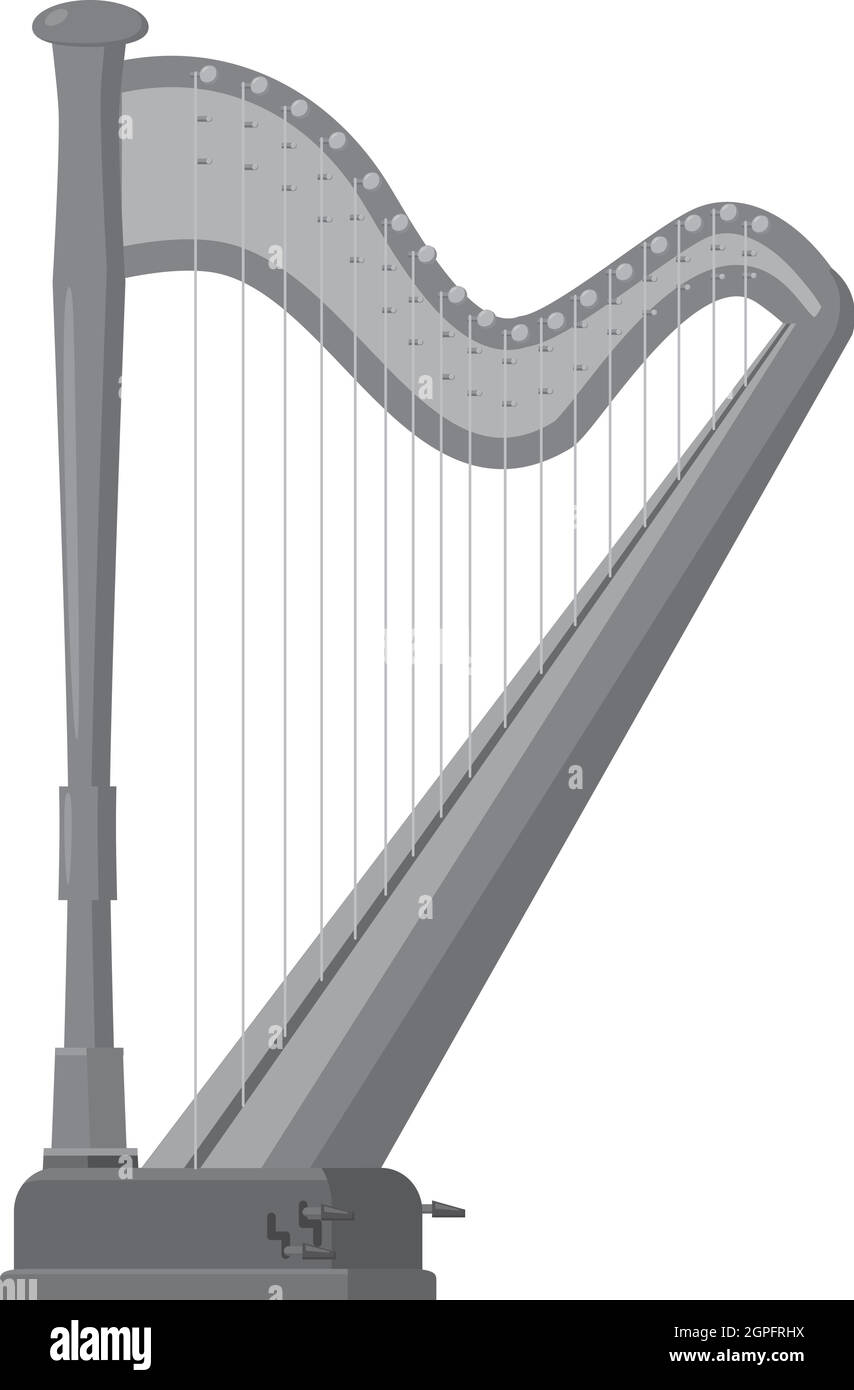 L'icône de harpe, style monochrome gris Illustration de Vecteur