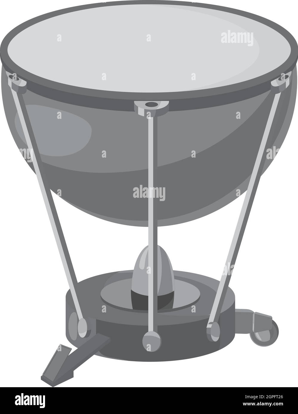 L'icône de batterie, percussions style monochrome gris Illustration de Vecteur
