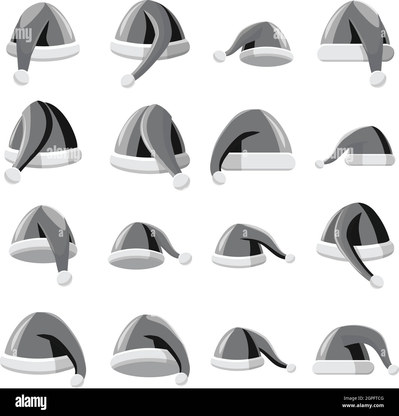 Santa hat icons set, style monochrome gris Illustration de Vecteur
