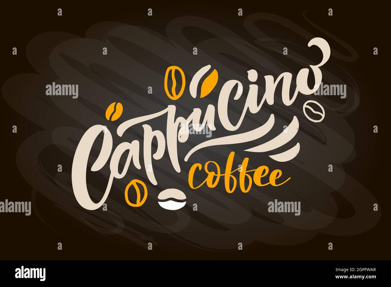 Lettrage au menu du café, tasse à café à emporter. Cappuccino moderne calligraphique, espresso, macchiato, moka. Cercueil esquissé à la main. Affiche, bannière Illustration de Vecteur