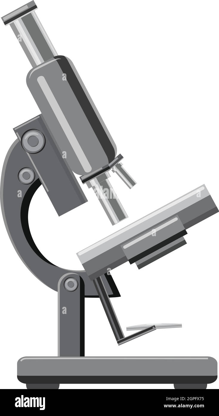 L'icône de microscope, style monochrome gris Illustration de Vecteur
