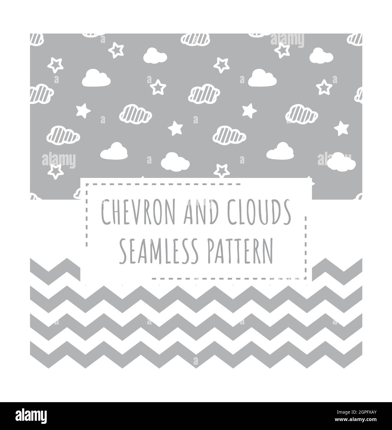 Chevrons en zigzag et nuages avec motif étoiles sans coutures Illustration de Vecteur