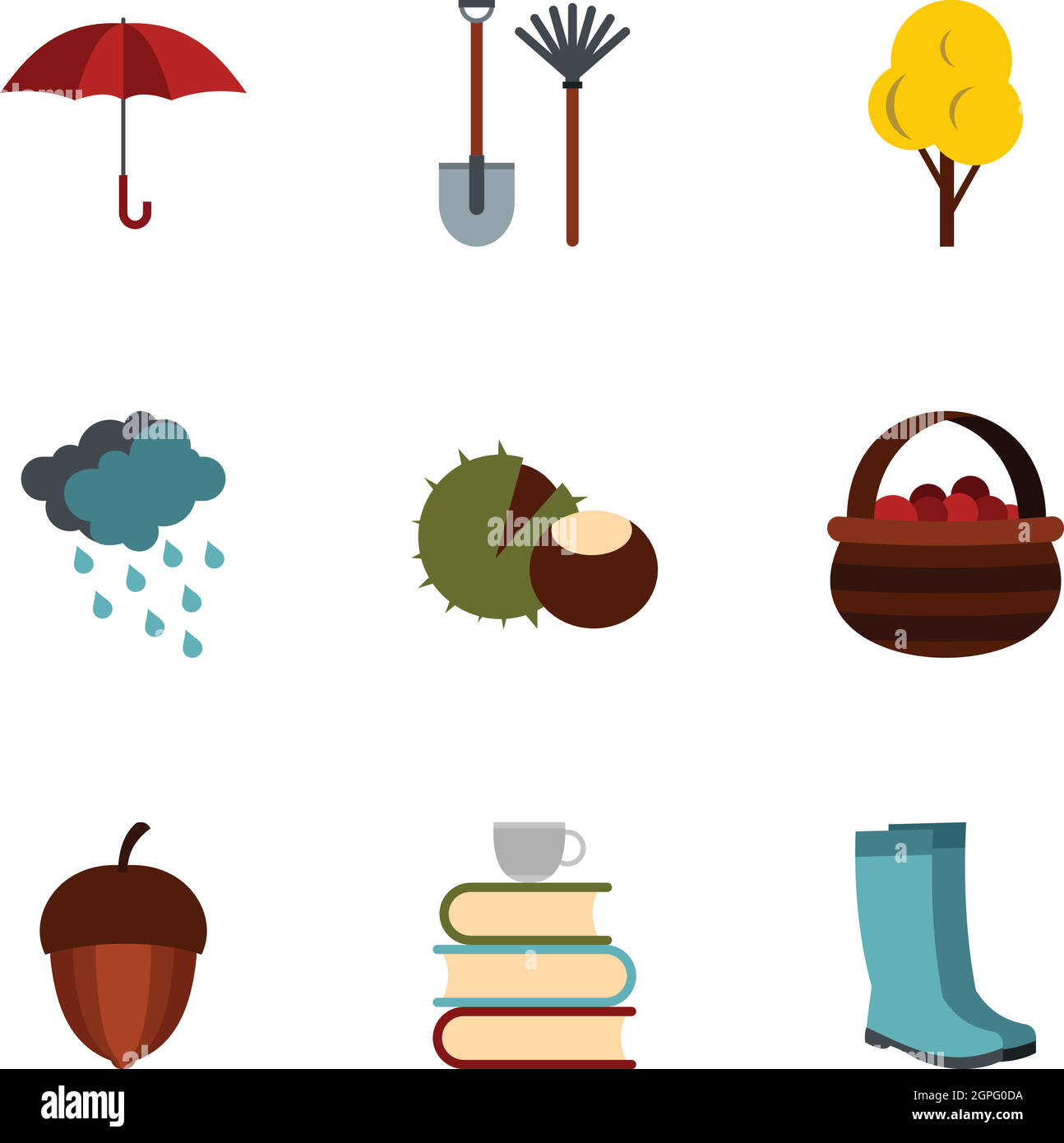 La saison de la chute des feuilles de style, télévision icons set Illustration de Vecteur