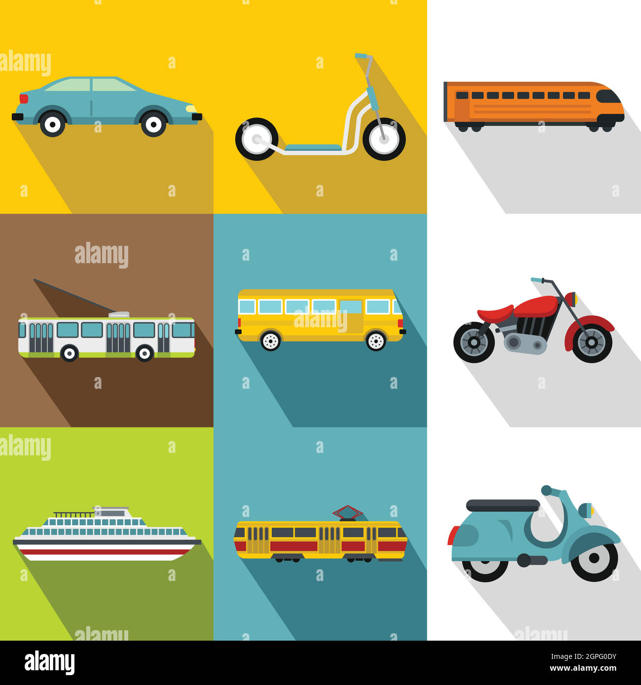 Transport pour circulation icons set, style plat Illustration de Vecteur