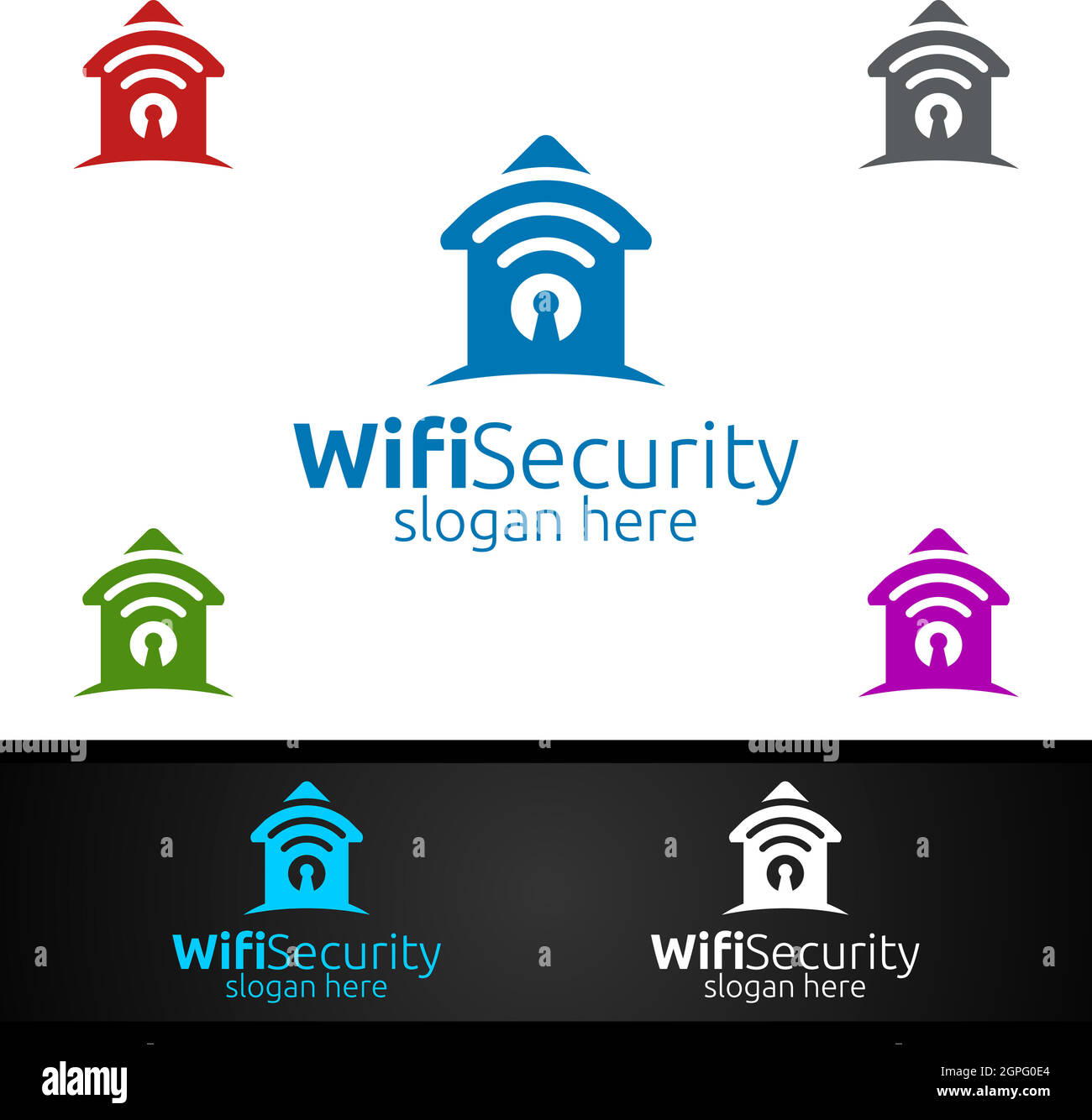Home logo de sécurité WiFi pour réseau, Internet , surveillance et alarme Illustration de Vecteur