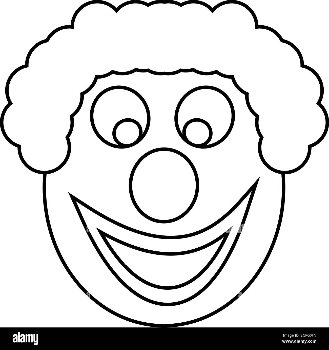 Tête de clown, icône de style contour Illustration de Vecteur