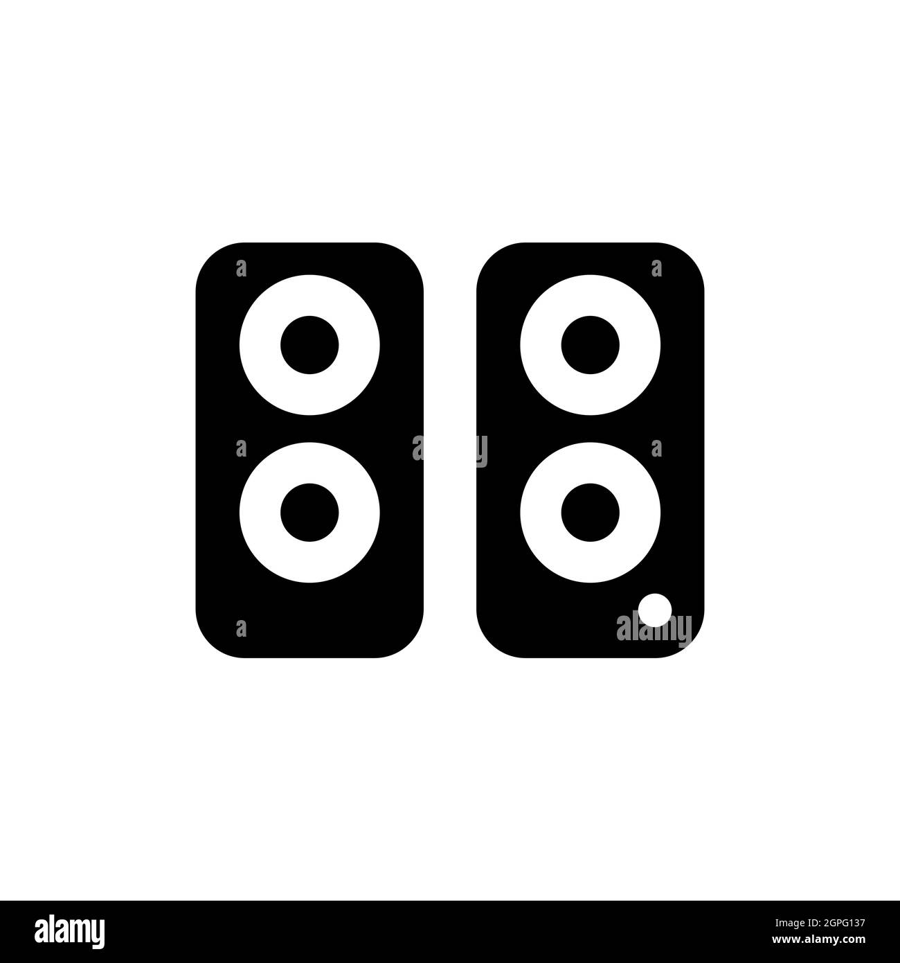 Icône en forme de glyphe vectoriel à deux haut-parleurs acoustiques Illustration de Vecteur