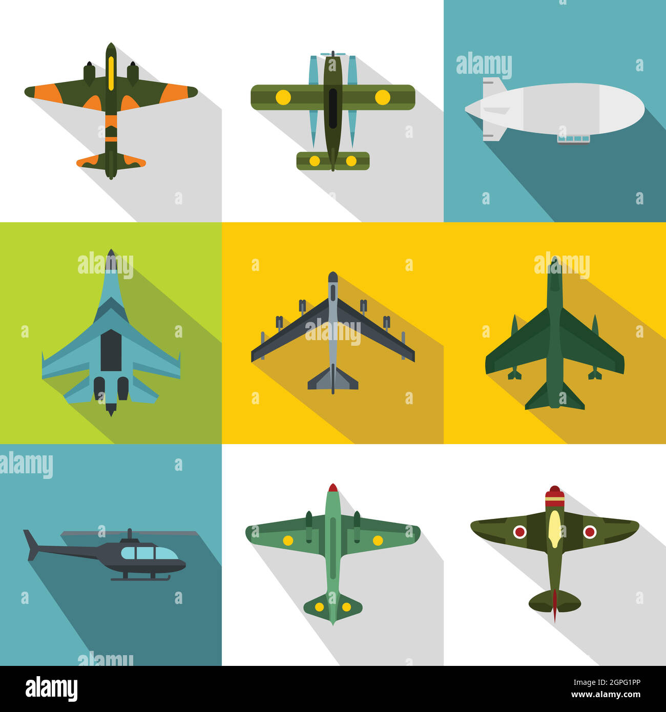 Transport aérien militaire style icons set, télévision Illustration de Vecteur
