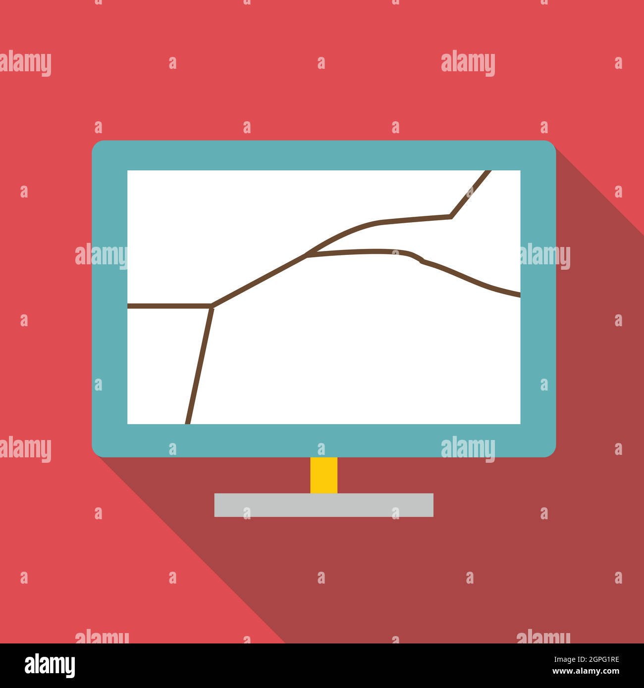 Écran cassé d'icône de style, télévision Illustration de Vecteur