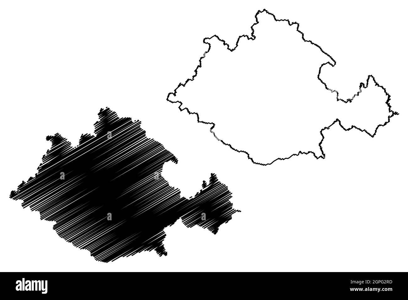 District de Gonda (État de l'Uttar Pradesh, République de l'Inde) carte illustration vectorielle, scribble croquis carte de Gonda Illustration de Vecteur