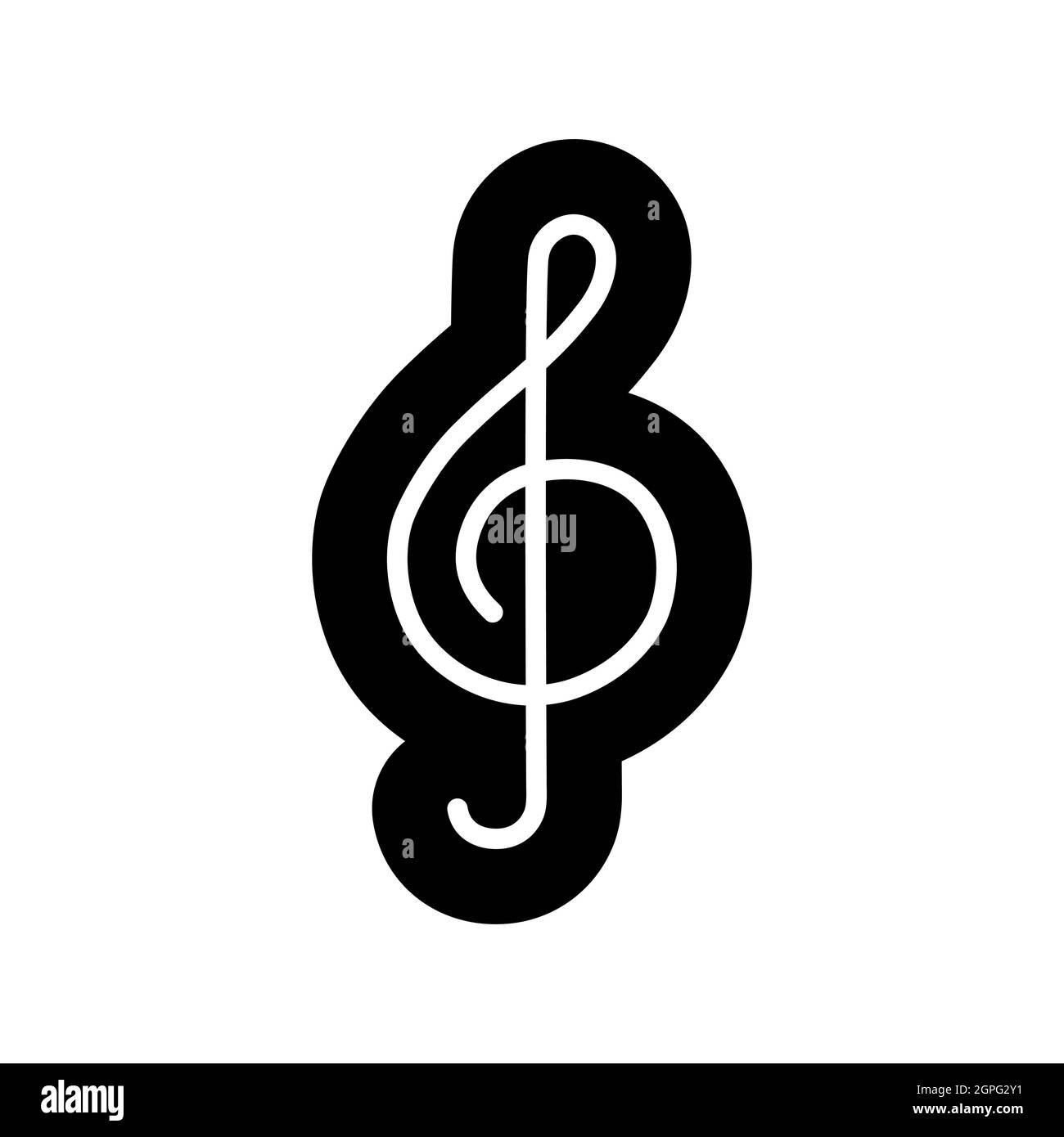 Icône de glyphe vectoriel de clef d'aigus. Signe musique Illustration de Vecteur