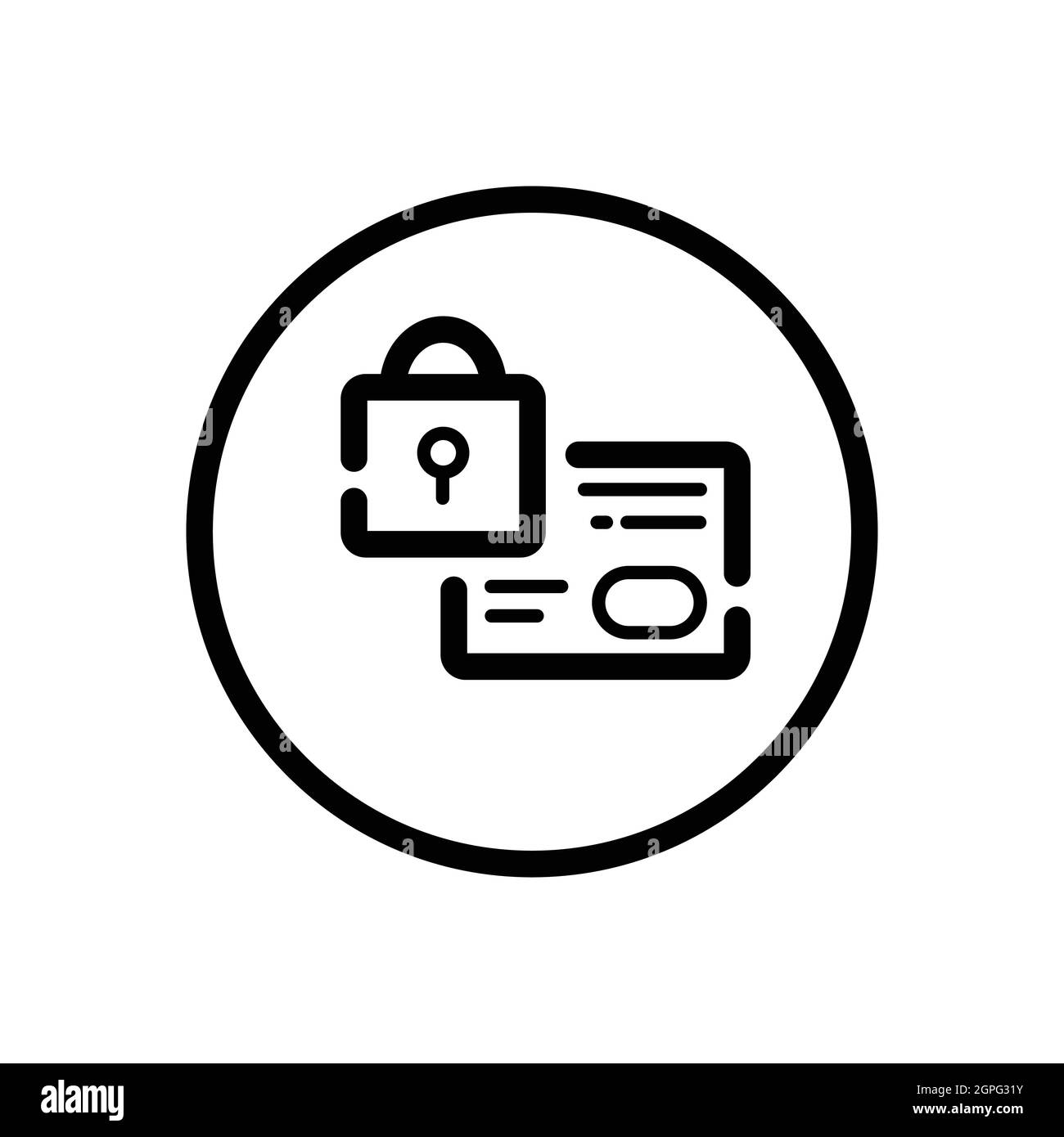 Paiement sécurisé par carte de crédit. Cadenas de sécurité. Icône de contour du commerce dans un cercle. Illustration vectorielle Illustration de Vecteur