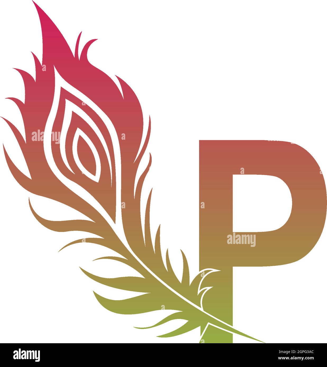 Lettre P avec logo plume icône design vectoriel Illustration de Vecteur