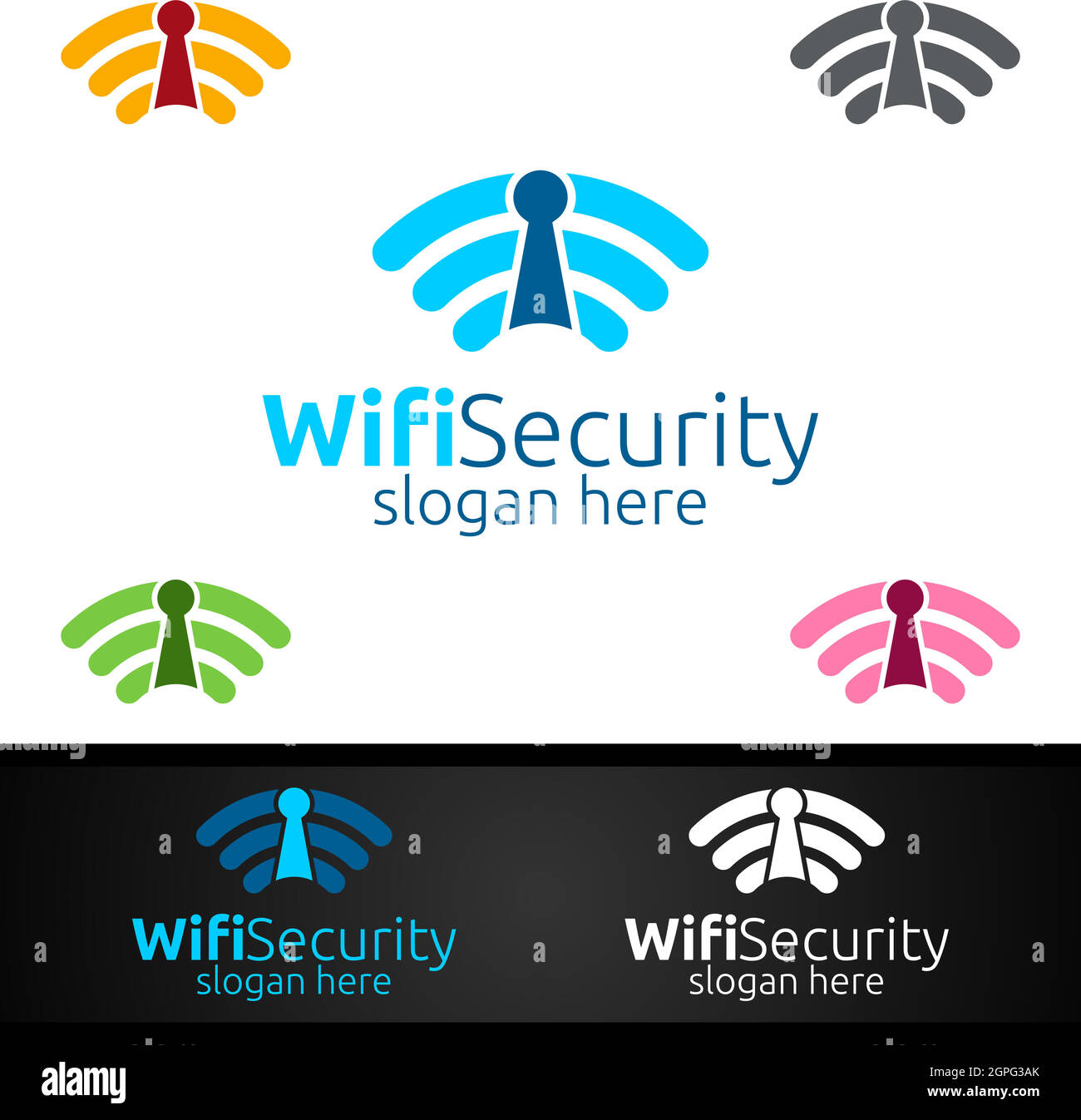 Logo de sécurité WiFi pour réseau, Internet , surveillance et alarme Illustration de Vecteur