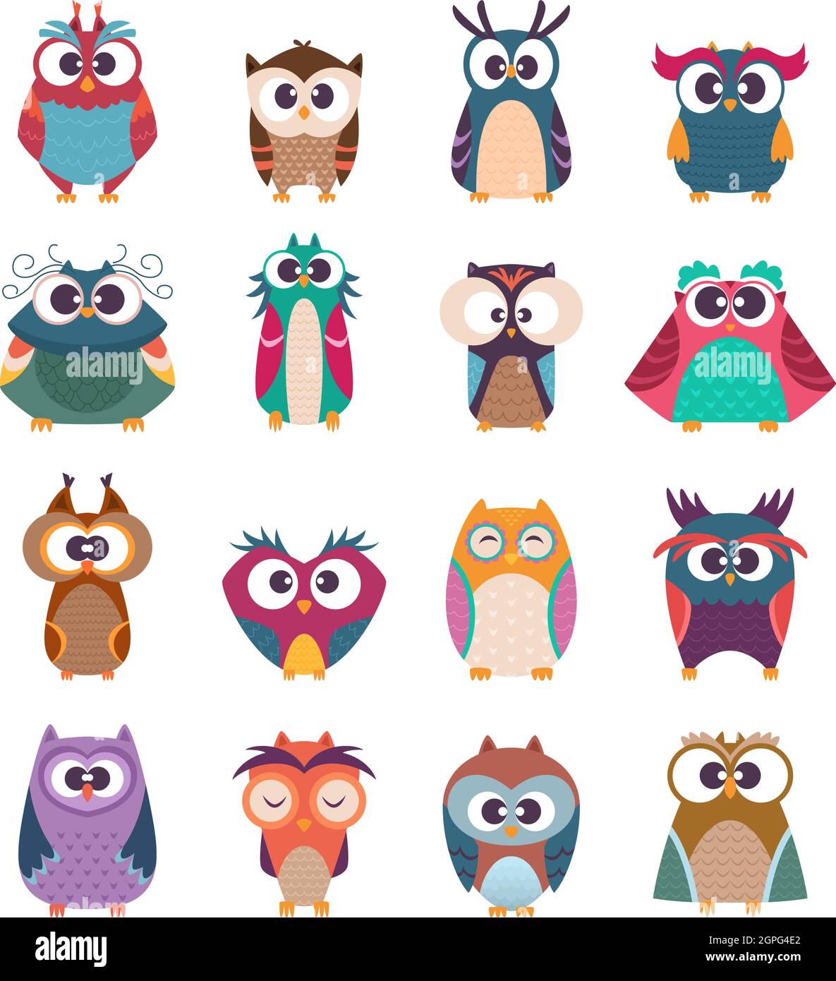 Chouette Pour Enfants Adorable Bebe Oiseaux Dans Diverses Poses Vecteur Colore Drole Animaux Sauvages Collection De Dessin Anime Image Vectorielle Stock Alamy