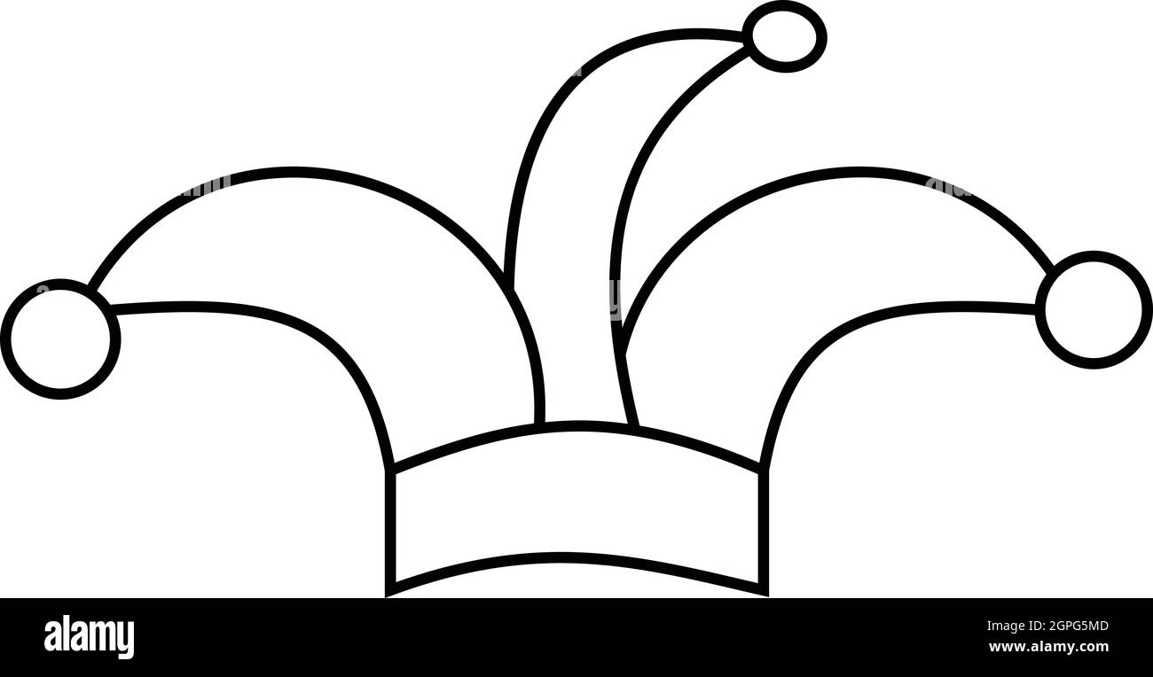 Jester hat, icône de style contour Illustration de Vecteur