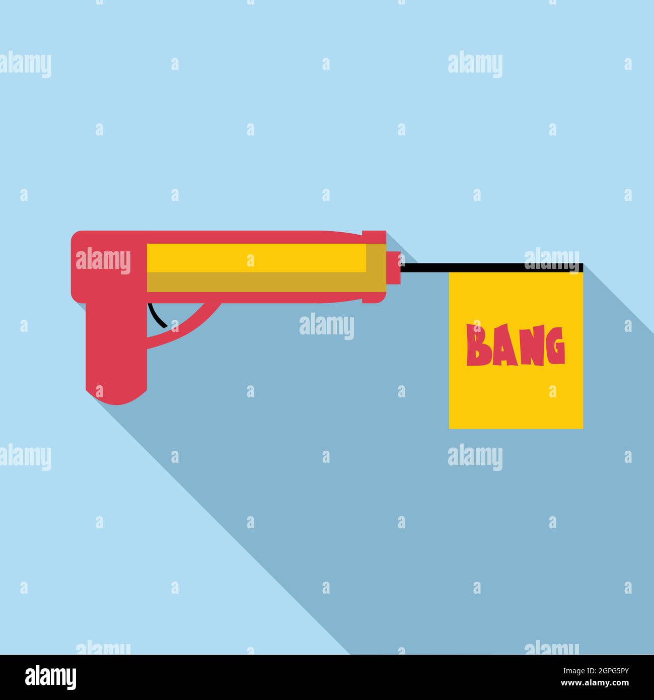 Avec des armes à feu, l'icône de drapeau toy style plat Illustration de Vecteur