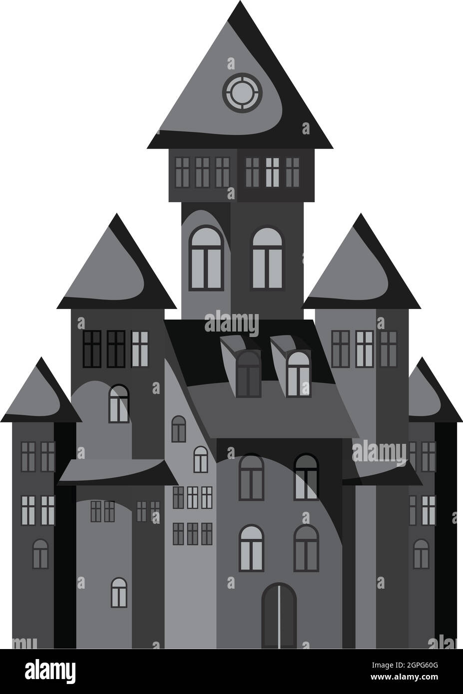 Château de sorcière, l'icône de style monochrome gris Illustration de Vecteur