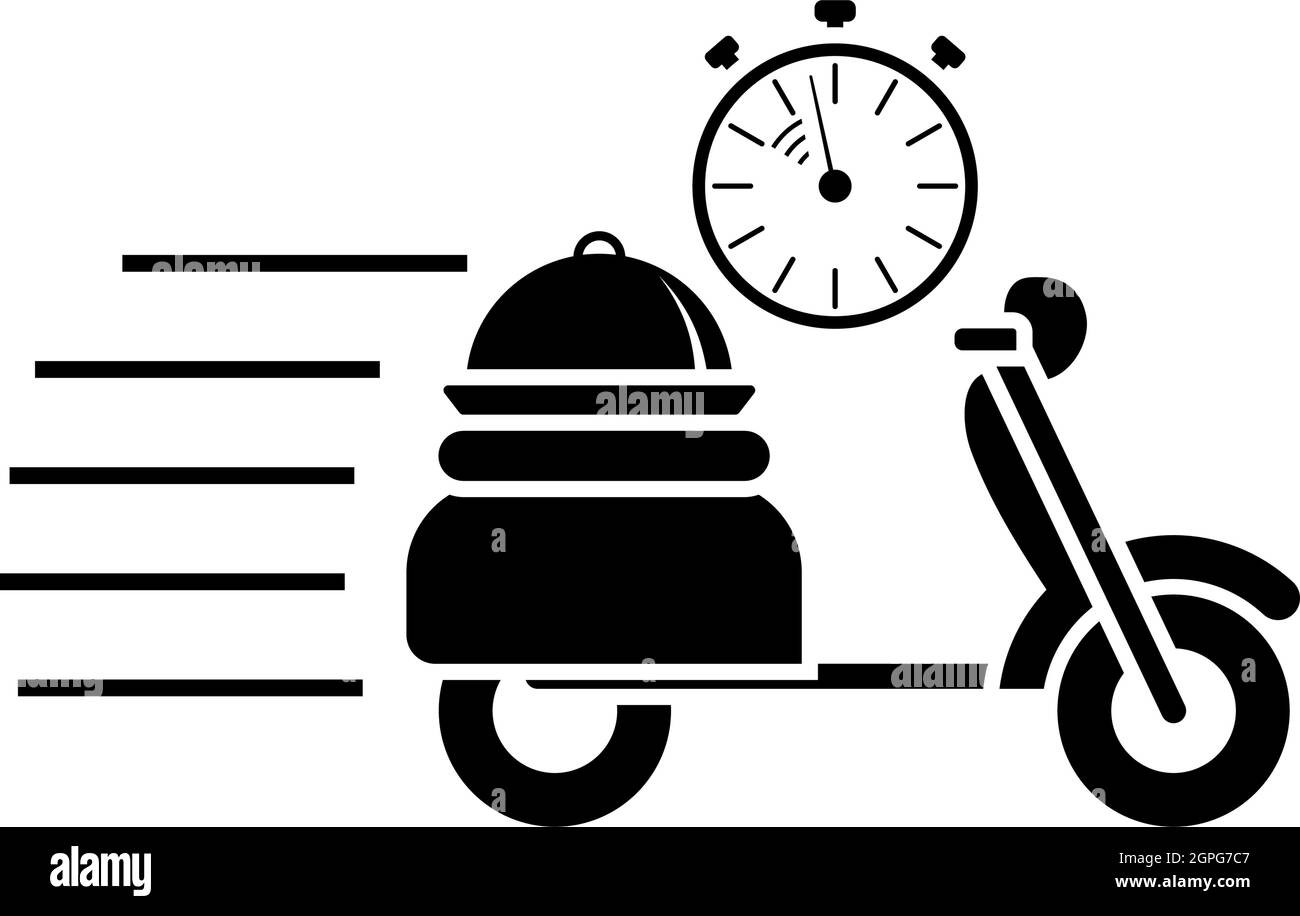 Icône livraison d'un scooter au restaurant Illustration de Vecteur