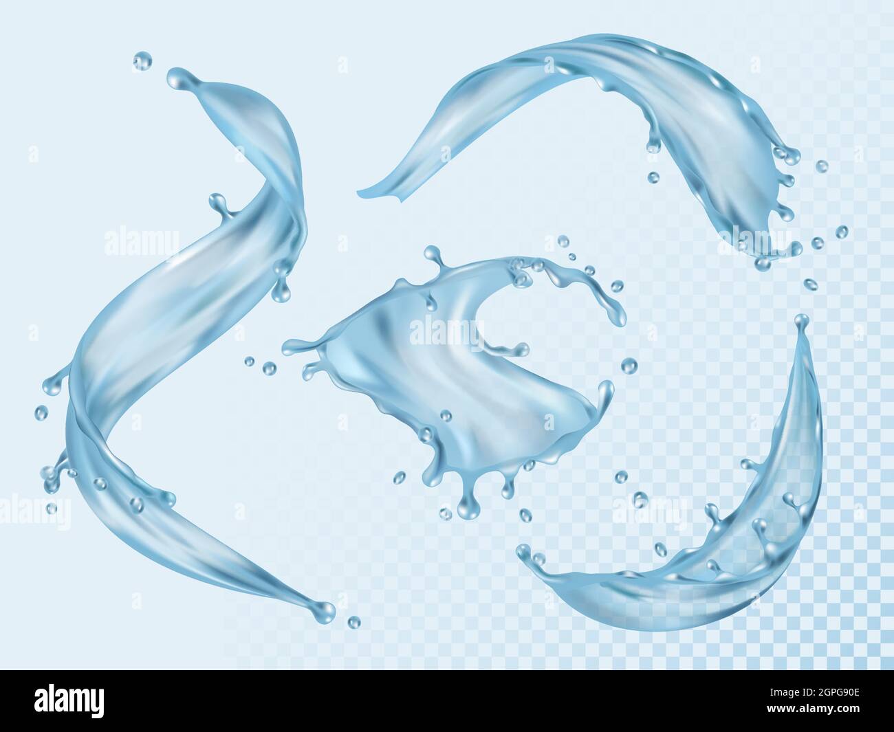 Éclaboussures d'eau. Liquide fluide aqua avec divers gouttes vecteur réaliste ensemble Illustration de Vecteur