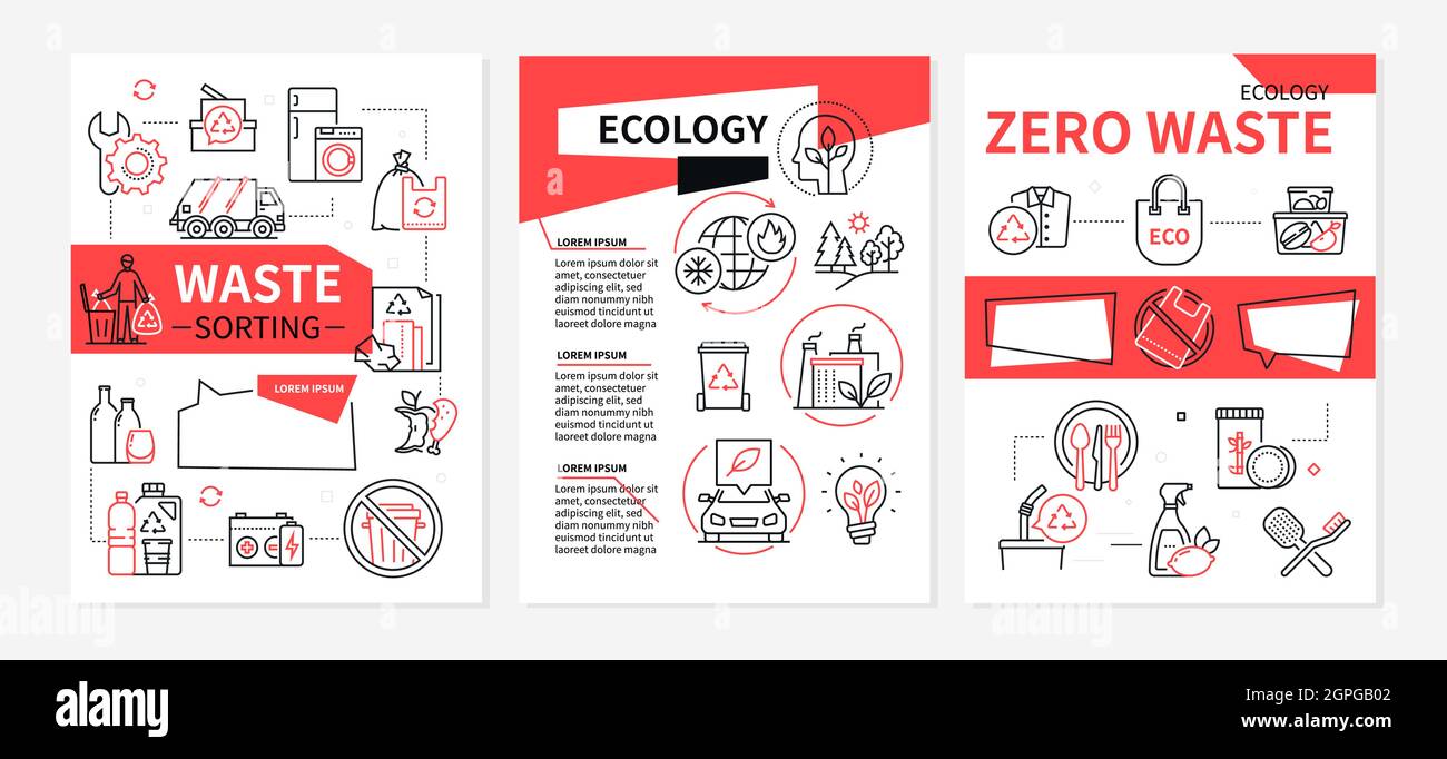 Zéro gaspillage - ensemble de bannières style design de ligne avec éléments graphiques rouges, espace de copie pour votre texte et icônes, dédié au tri et à la produ sans déchets Illustration de Vecteur Zéro gaspillage - ensemble de bannières style design de ligne avec éléments graphiques rouges, espace de copie pour votre texte et icônes, dédié au tri et à la produ sans déchets Illustration de Vecteur