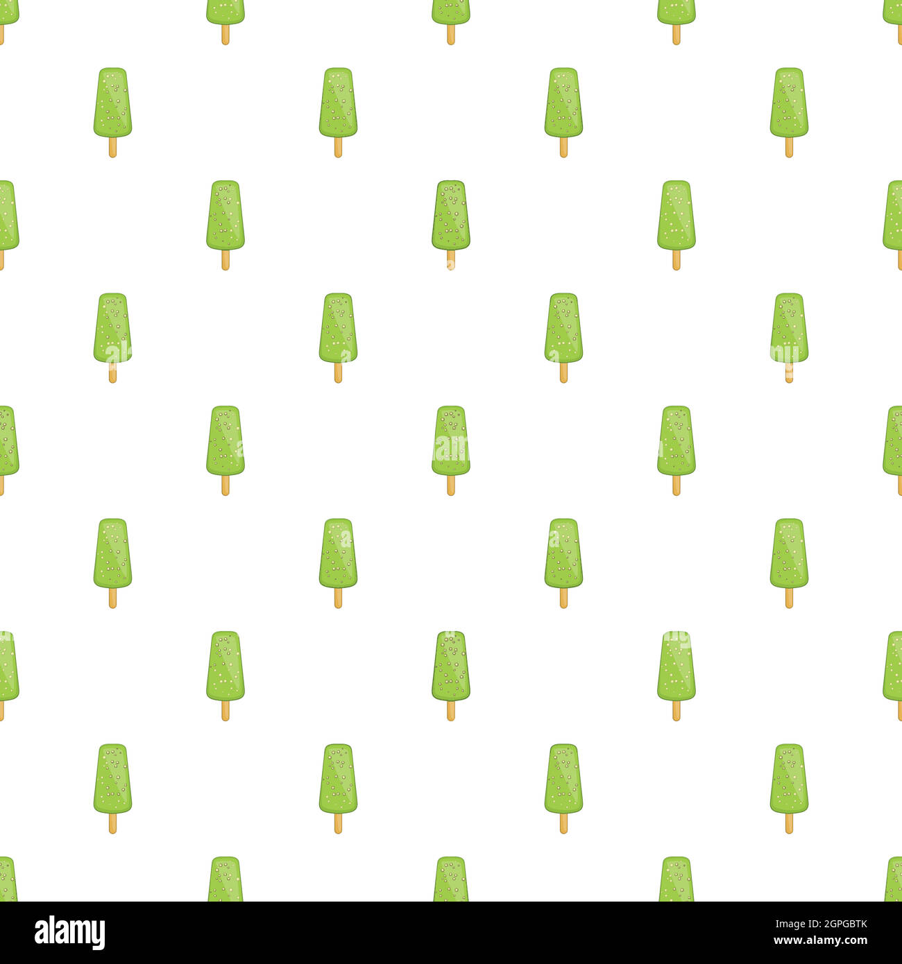 La crème glacée aux fruits verts, motif style cartoon Illustration de Vecteur