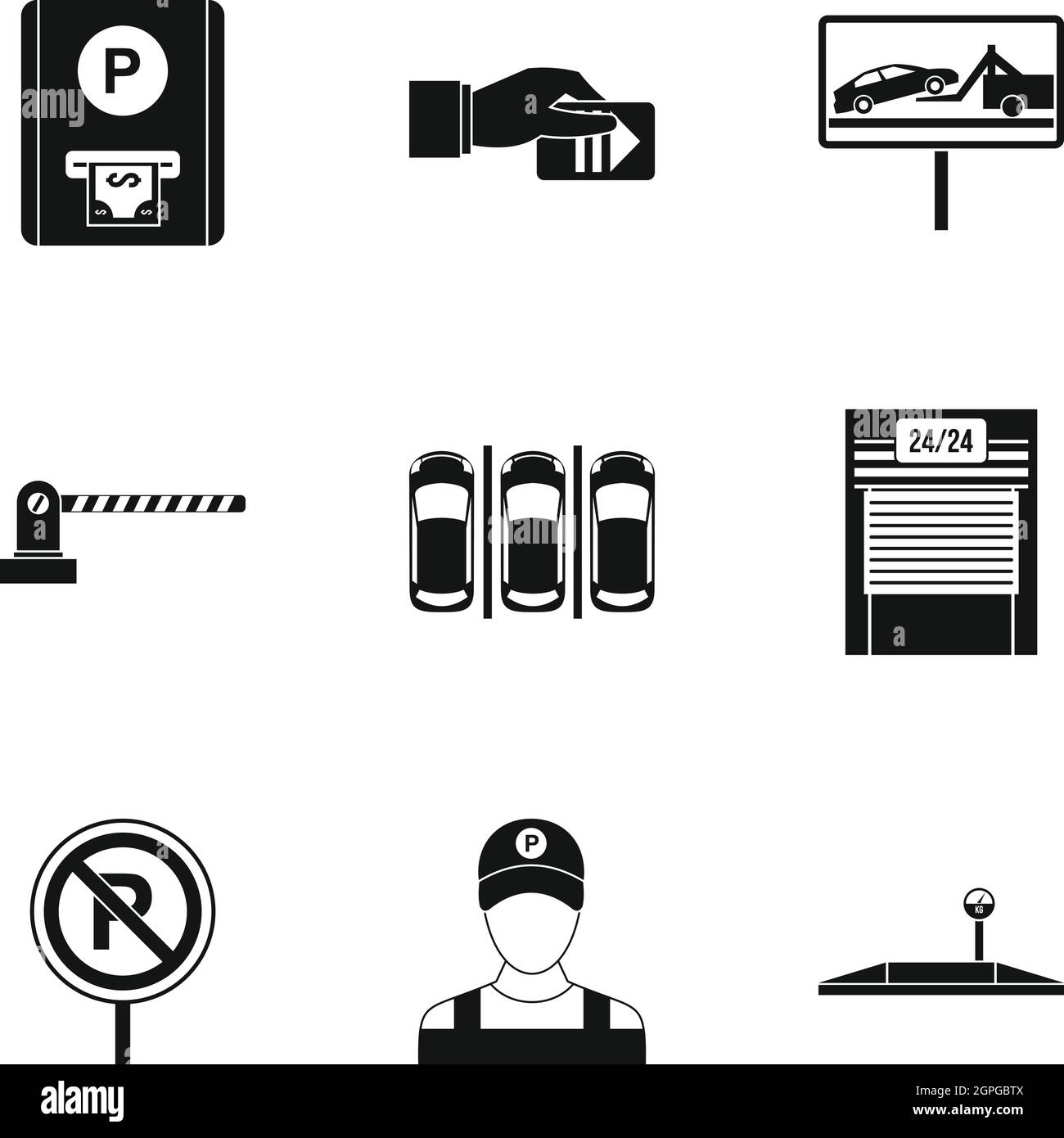 Service de voiturier icons set, le style simple Illustration de Vecteur