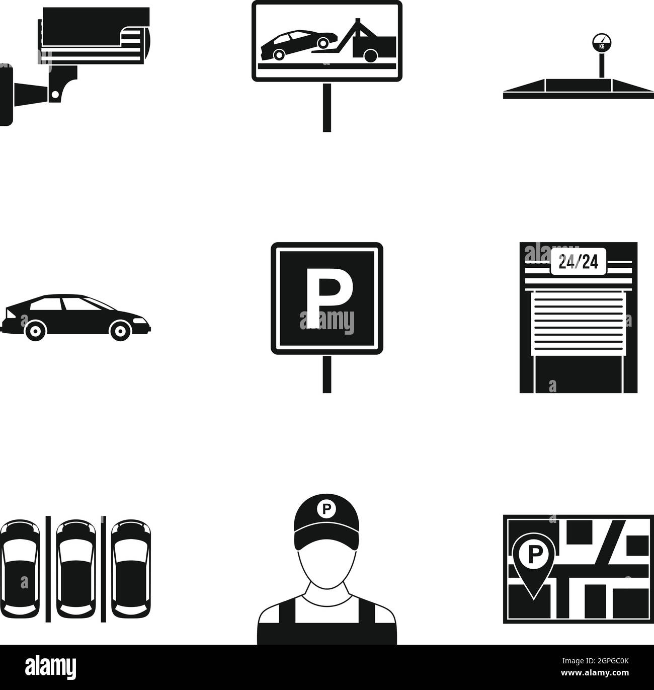 Parking gratuit icons set, le style simple Illustration de Vecteur
