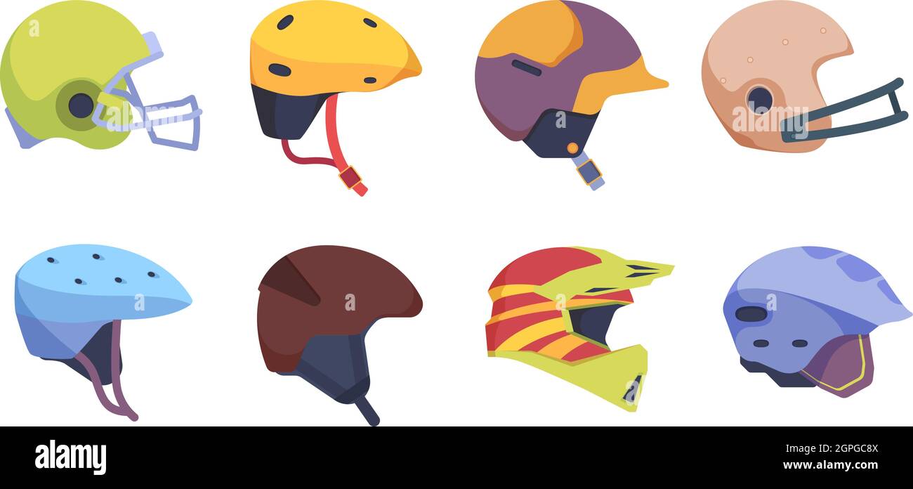 Casque de sport. Collection d'illustrations vectorielles de casque de sécurité pour moto Illustration de Vecteur