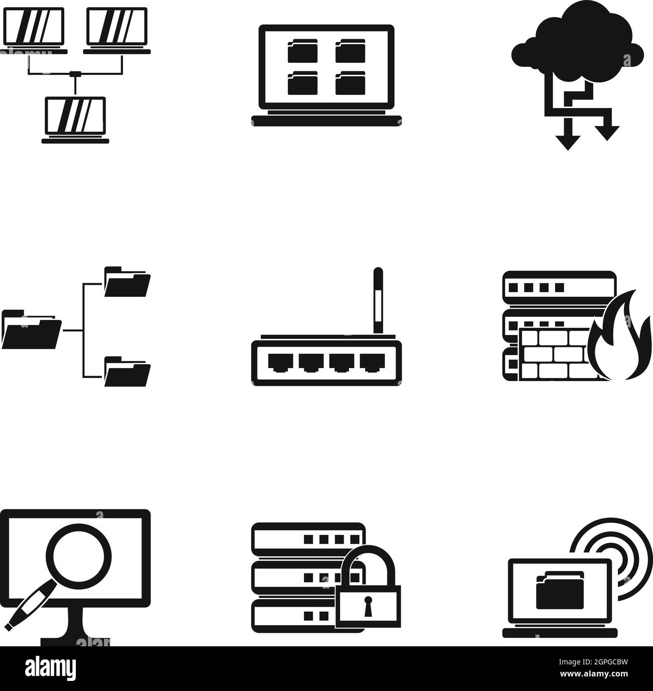 La configuration de l'ordinateur, le style simple icons set Illustration de Vecteur