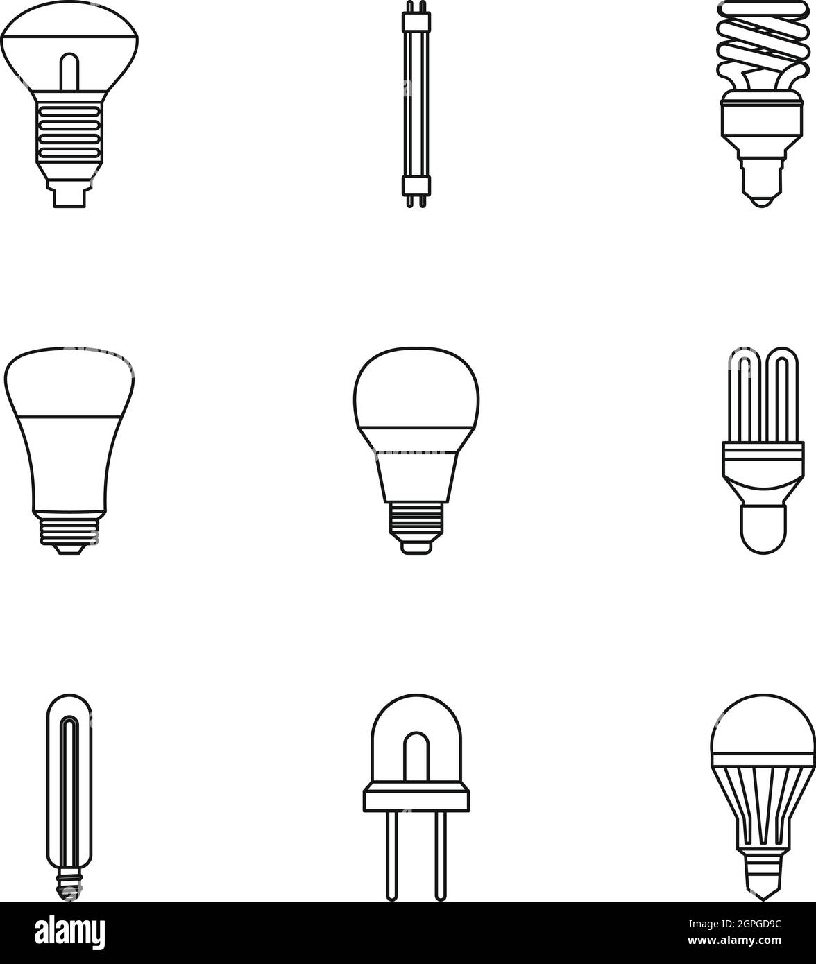 Kit d'éclairage, de style contour Illustration de Vecteur