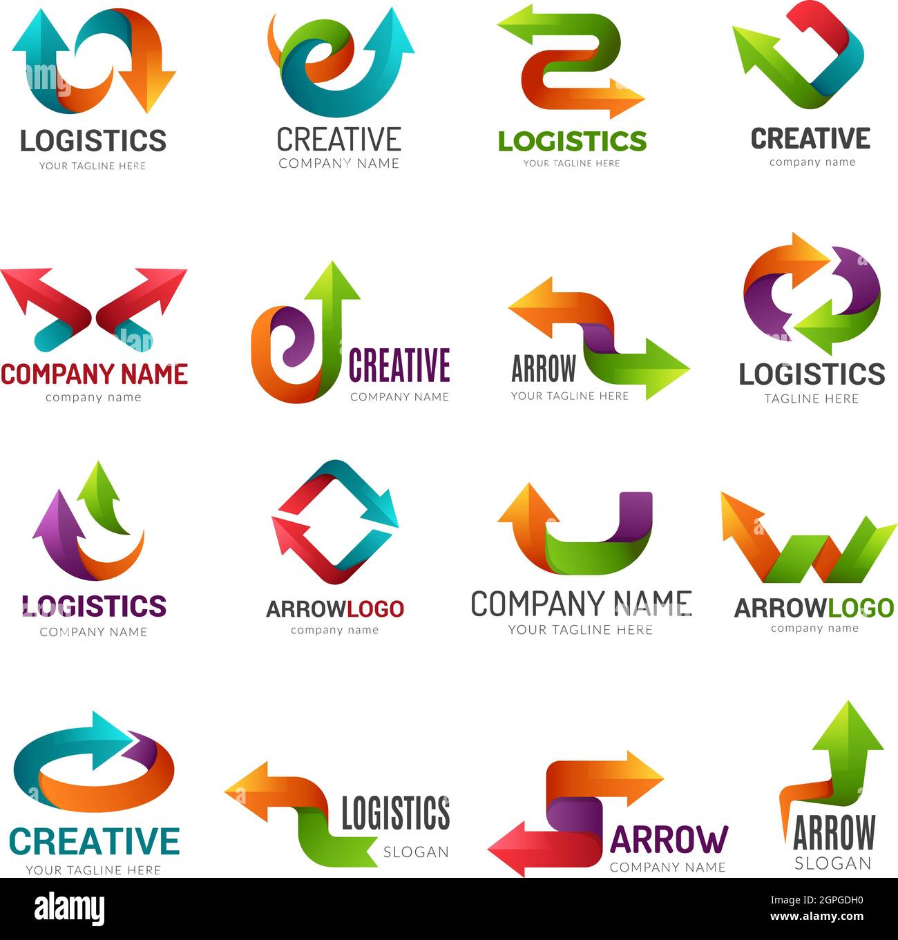 Logotype des flèches. Web numérique symboles stylisés Direction abstraite flèches pour identité d'entreprise formes géométriques vecteur Illustration de Vecteur