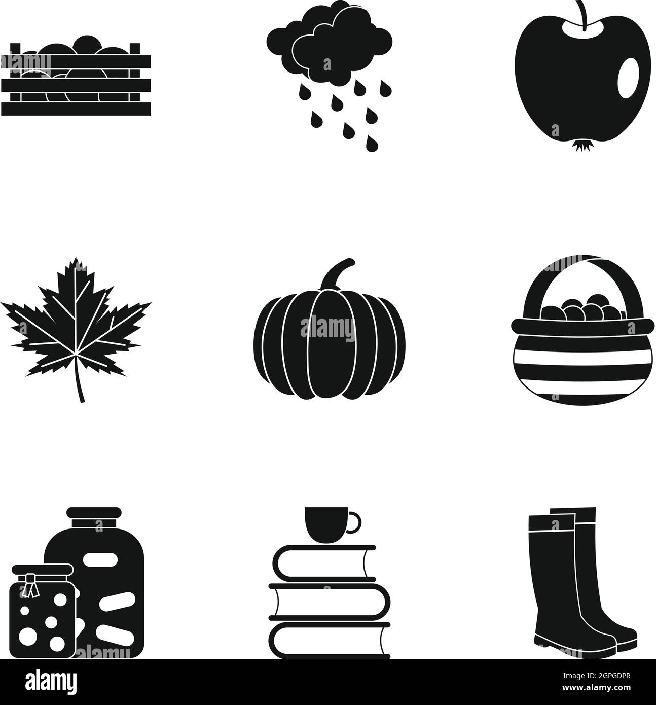 Saison de l'année automne icons set, le style simple Illustration de Vecteur