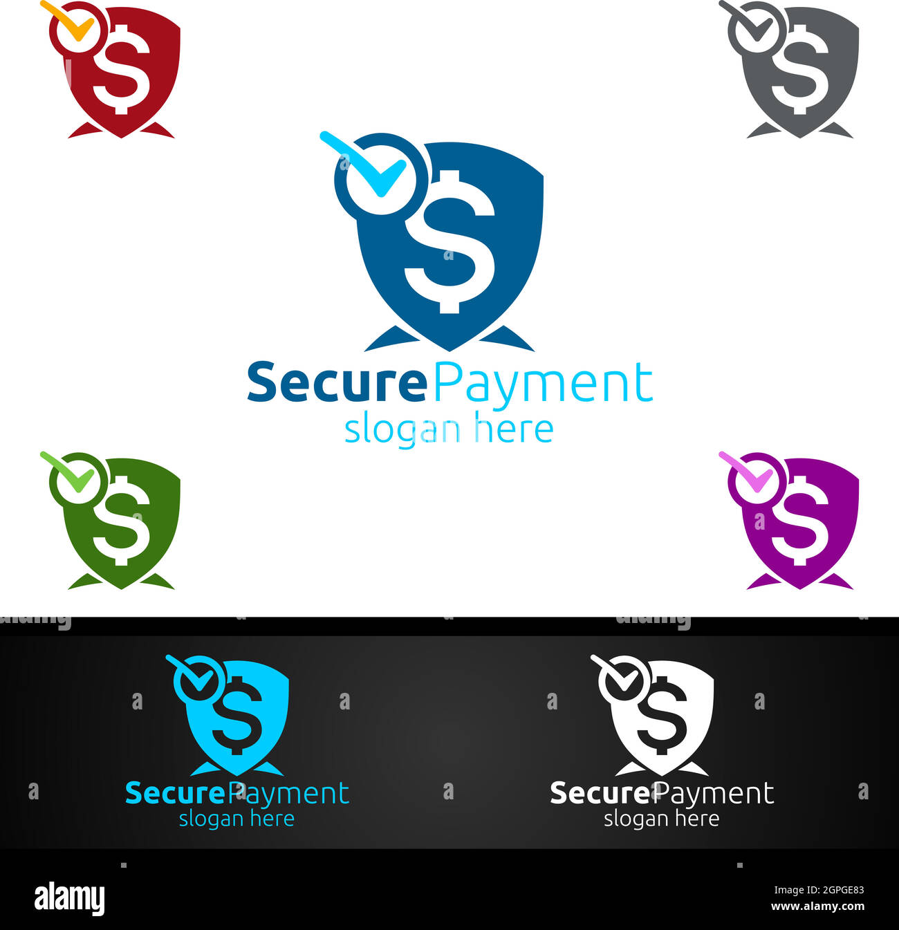 Logo Shield Online Secure Payment pour Security Online Shopping. Transaction financière. Envoi d'argent. Logotype Mobile Banking Service Illustration de Vecteur