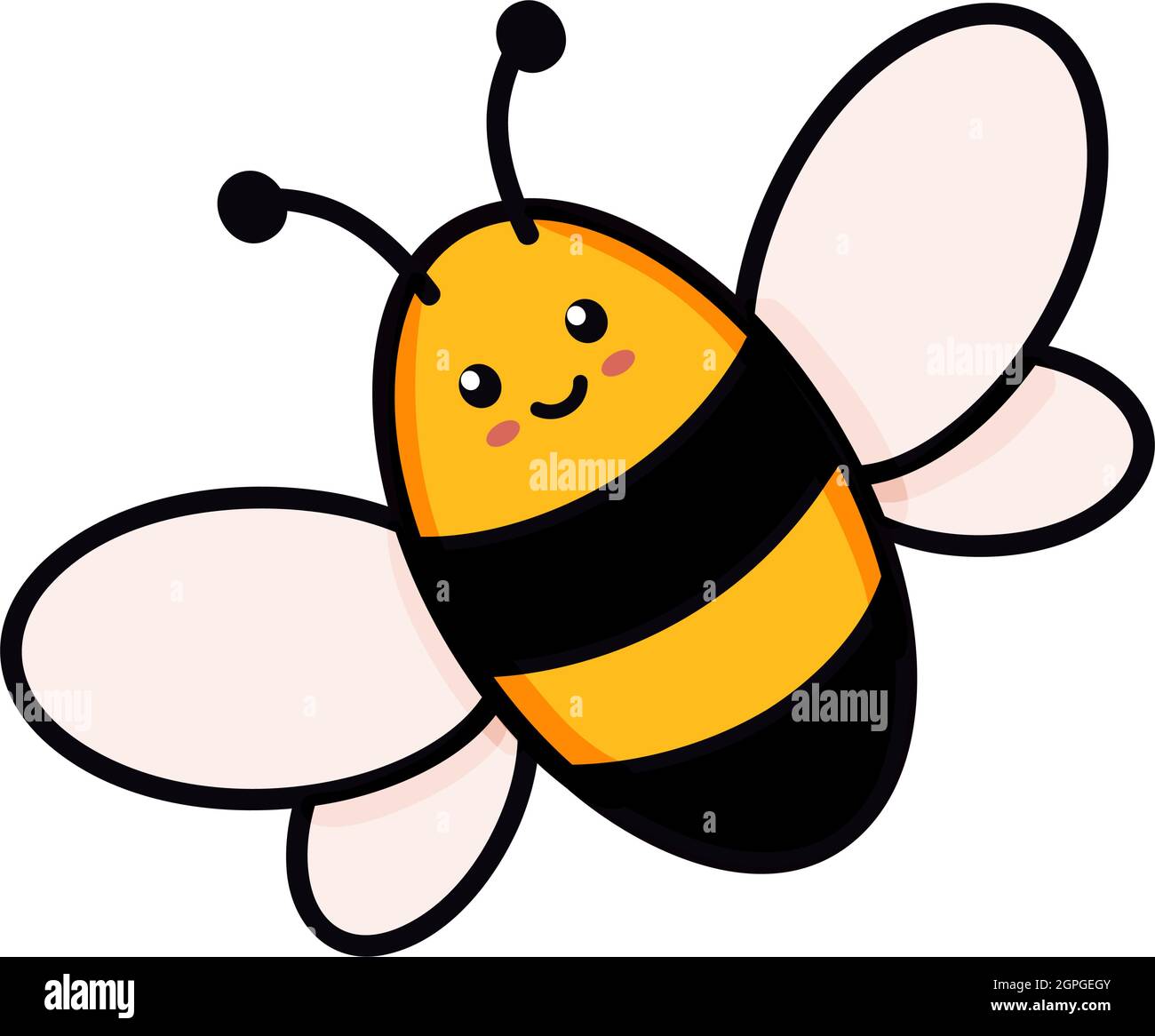 Illustration de vecteur abeille mignon en forme de doodle. Dessin coloré pour enfants pour le design d'icône et de logo dans les couleurs jaune et noir isolé sur fond blanc Illustration de Vecteur