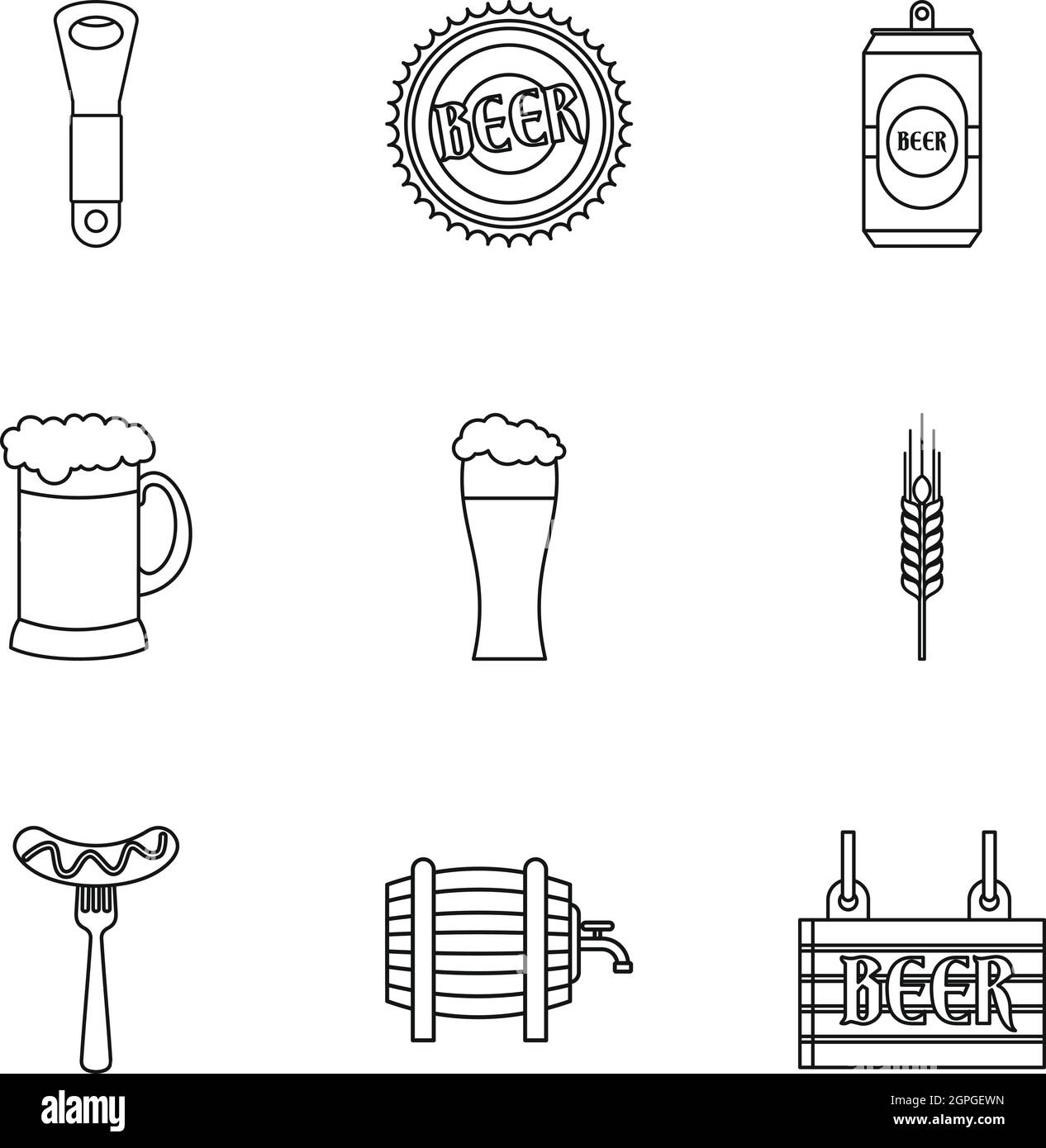 Oktoberfest icons set style du contour, Illustration de Vecteur