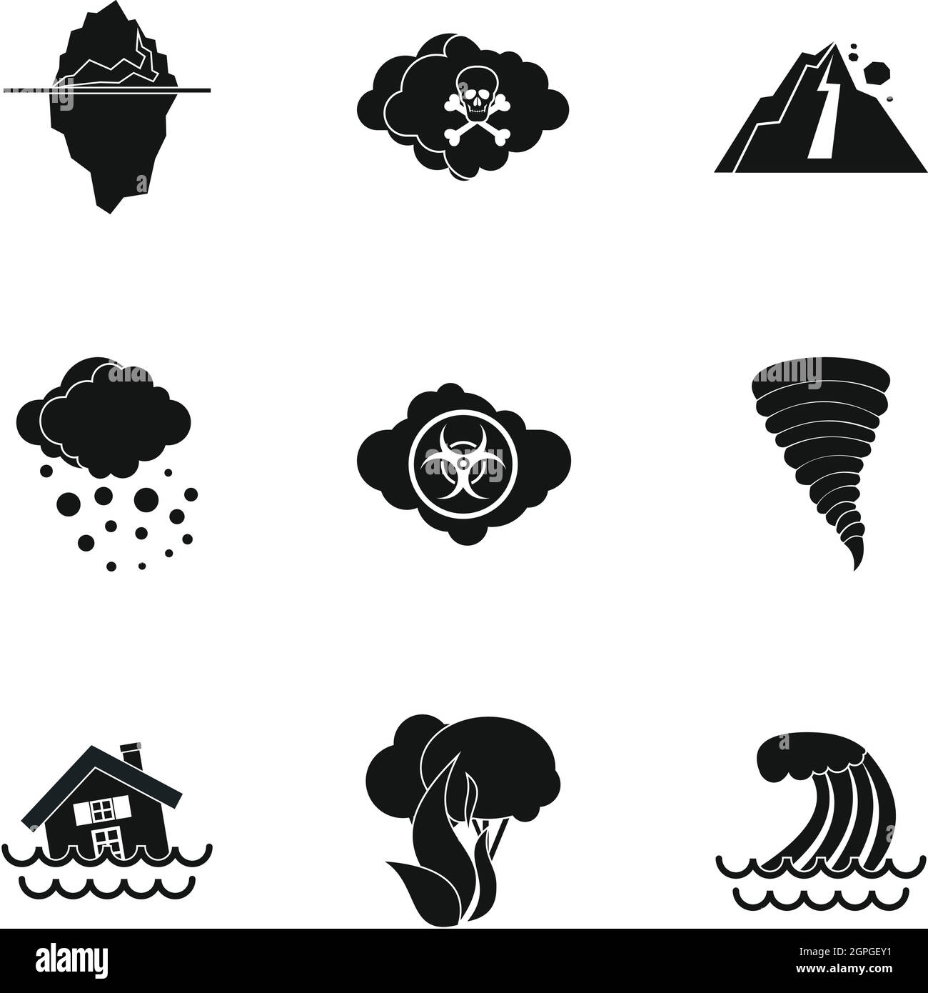 Les catastrophes naturelles, le style simple icons set Illustration de Vecteur