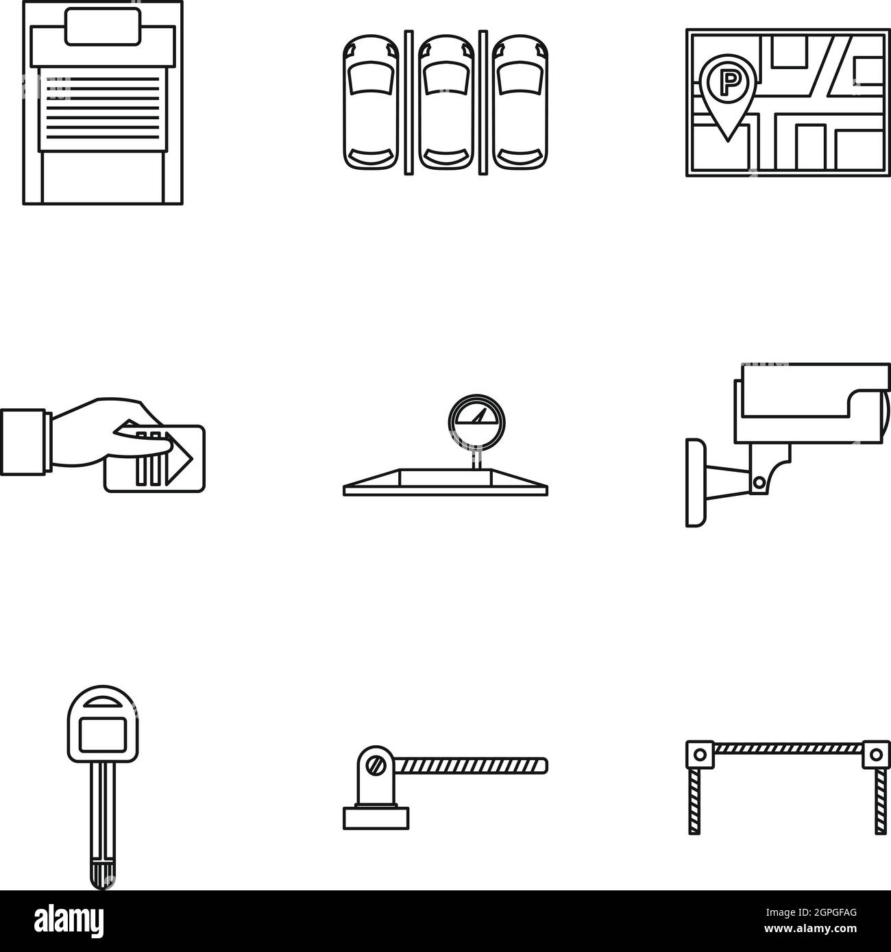 Transport gratuit icons set style du contour, Illustration de Vecteur