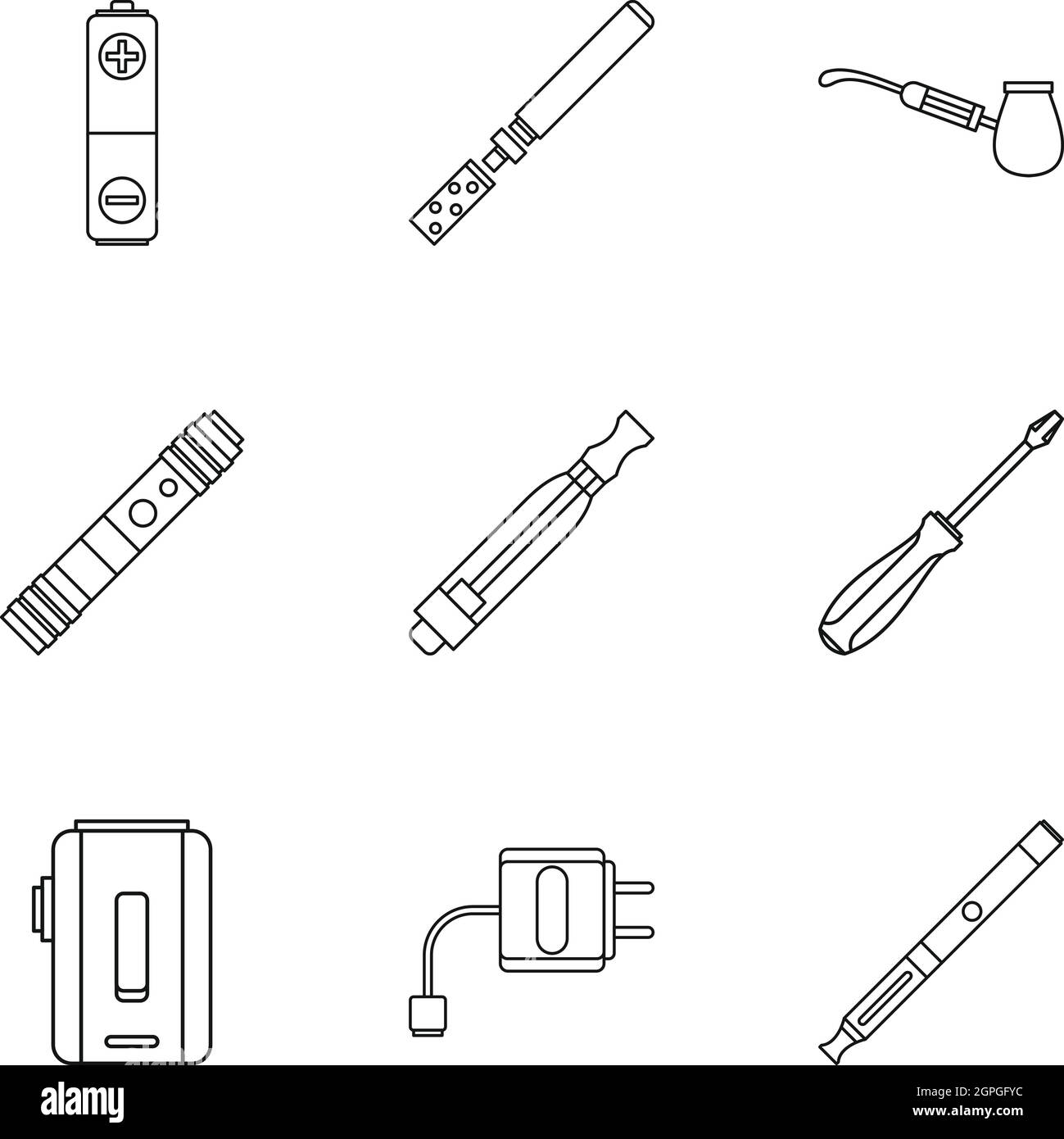 Cigarette électronique icons set Illustration de Vecteur
